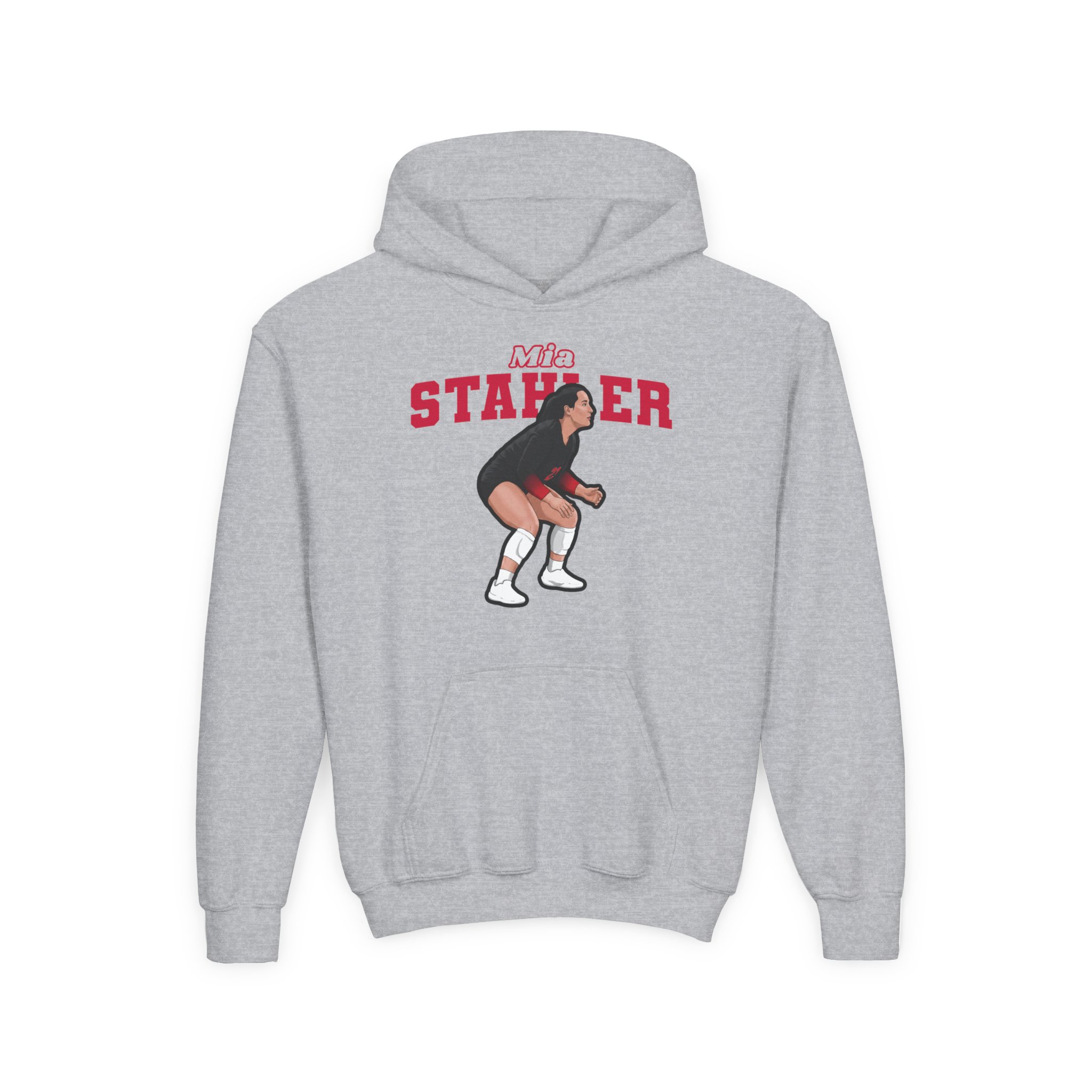 Youth Hoodie — character_name_arch in Grey