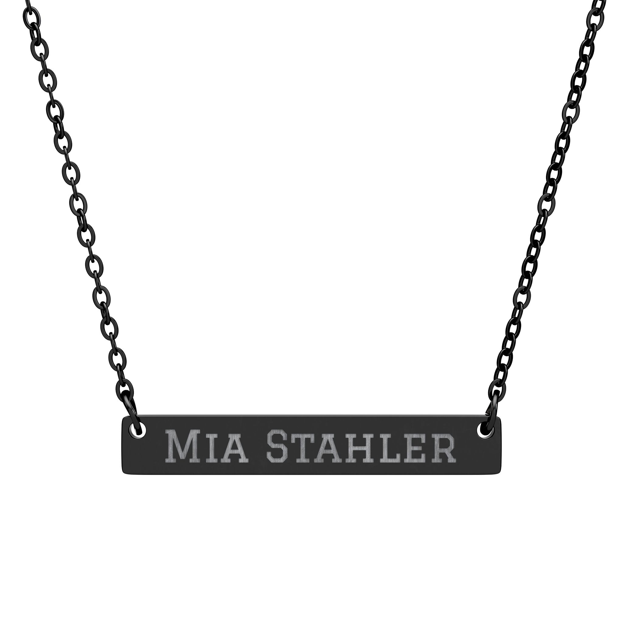Engraved Bar Necklace — Classic in Black