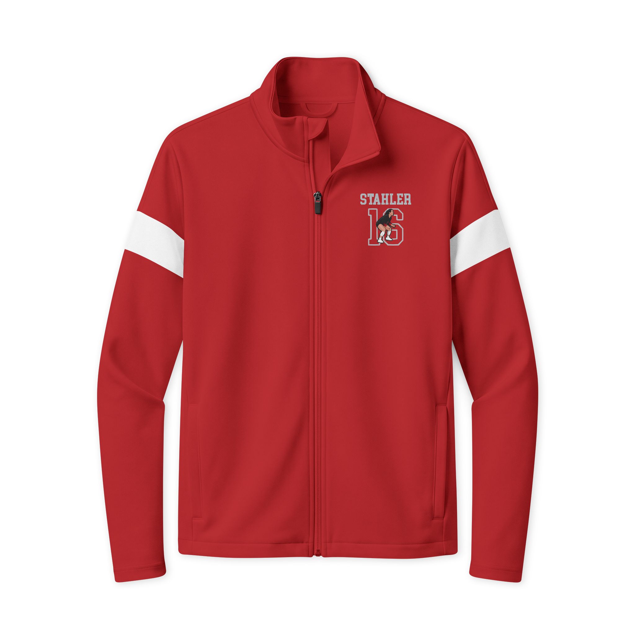 Travel Full-Zip Jacket — character_shirsey in Deep Red/ White