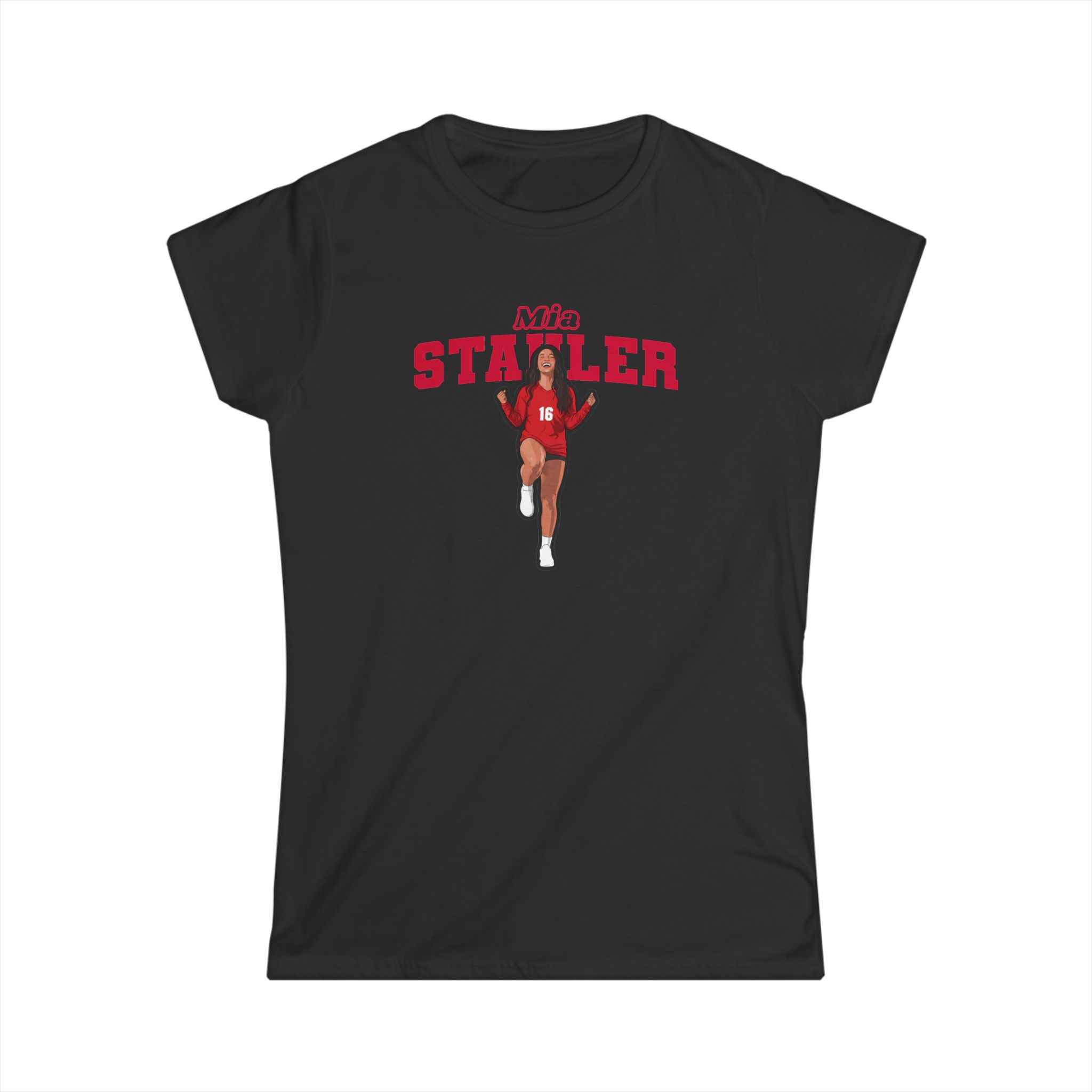 Women's Softstyle Tee — character_name_arch in Black