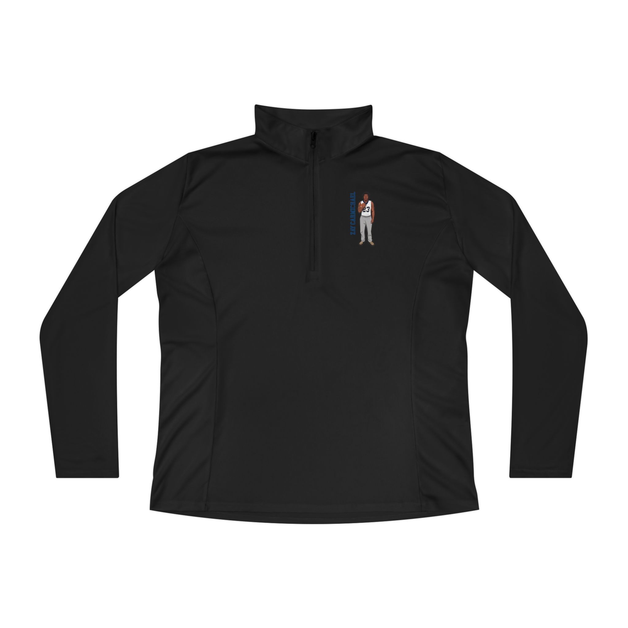 Women's Q-Zip Pullover — character_name_vertical in Black