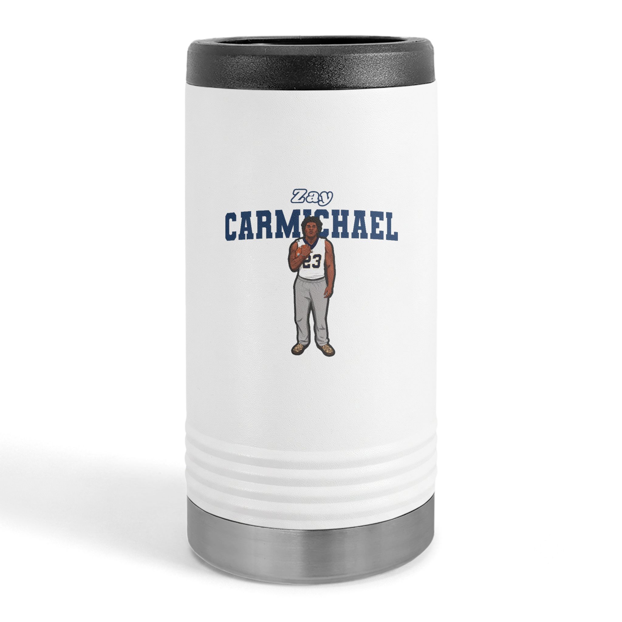 Slim Stainless Can Cooler — character_name_arch in White