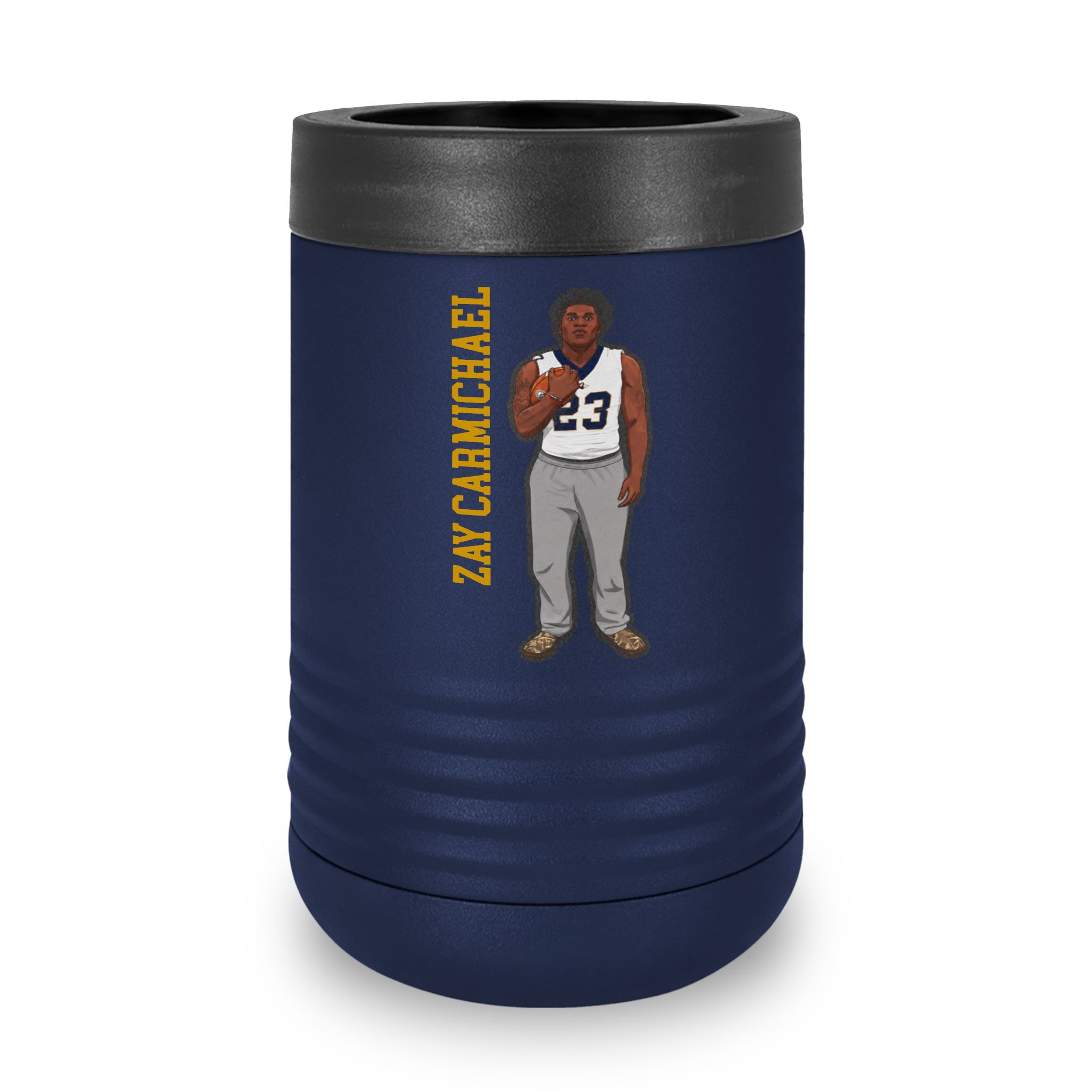 Stainless Can Cooler — character_name_vertical in Navy
