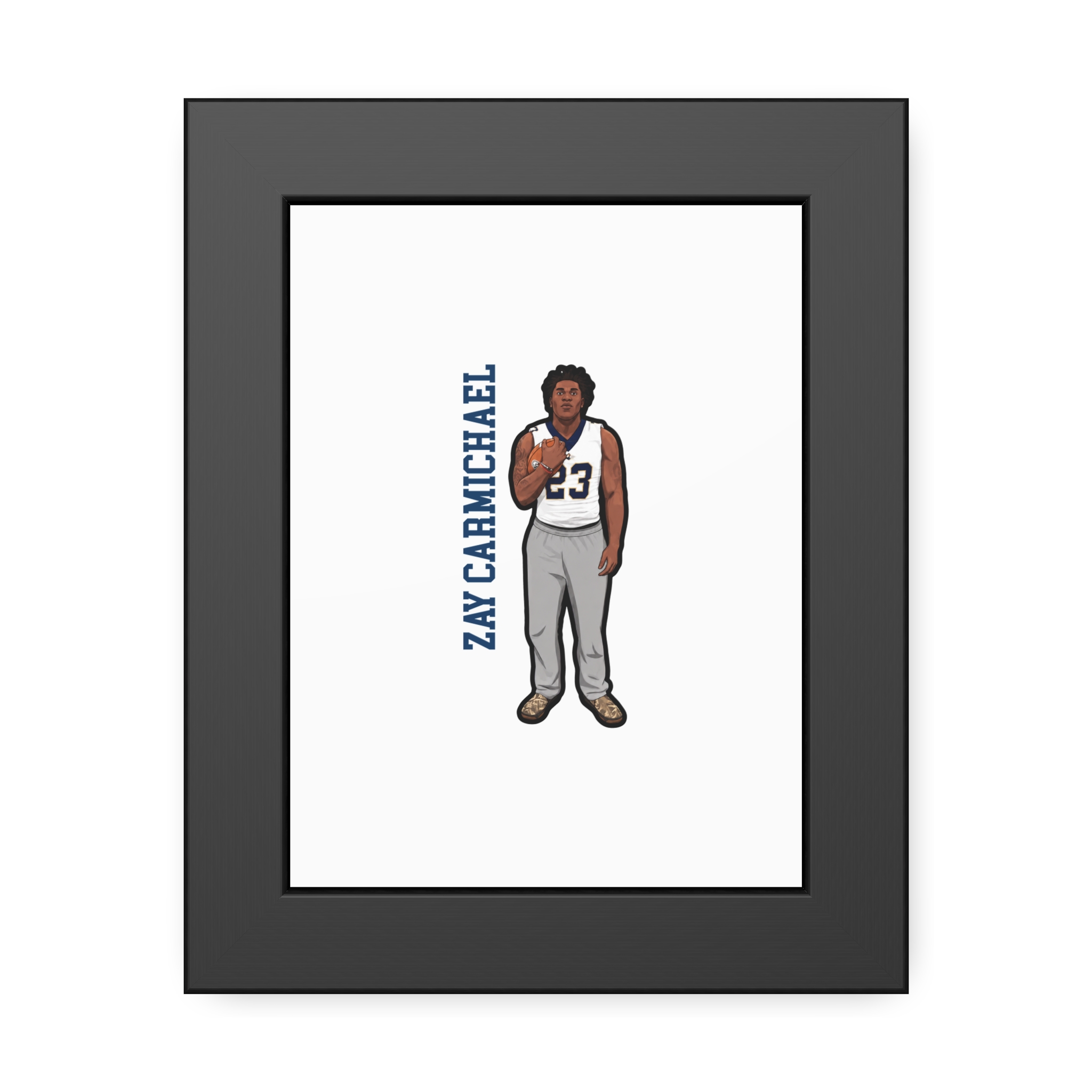 Framed Poster — character_name_vertical in Black