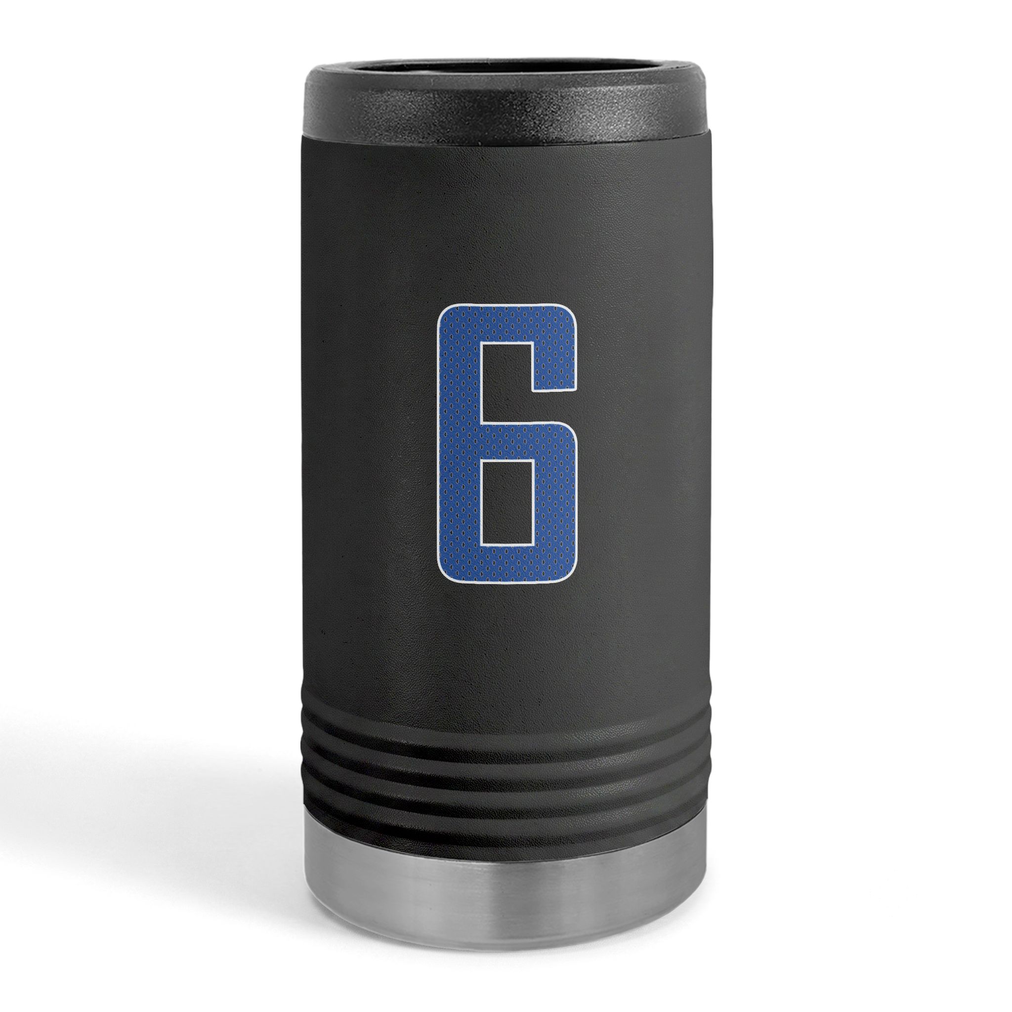Slim Stainless Can Cooler — mesh_shirsey_number in Black