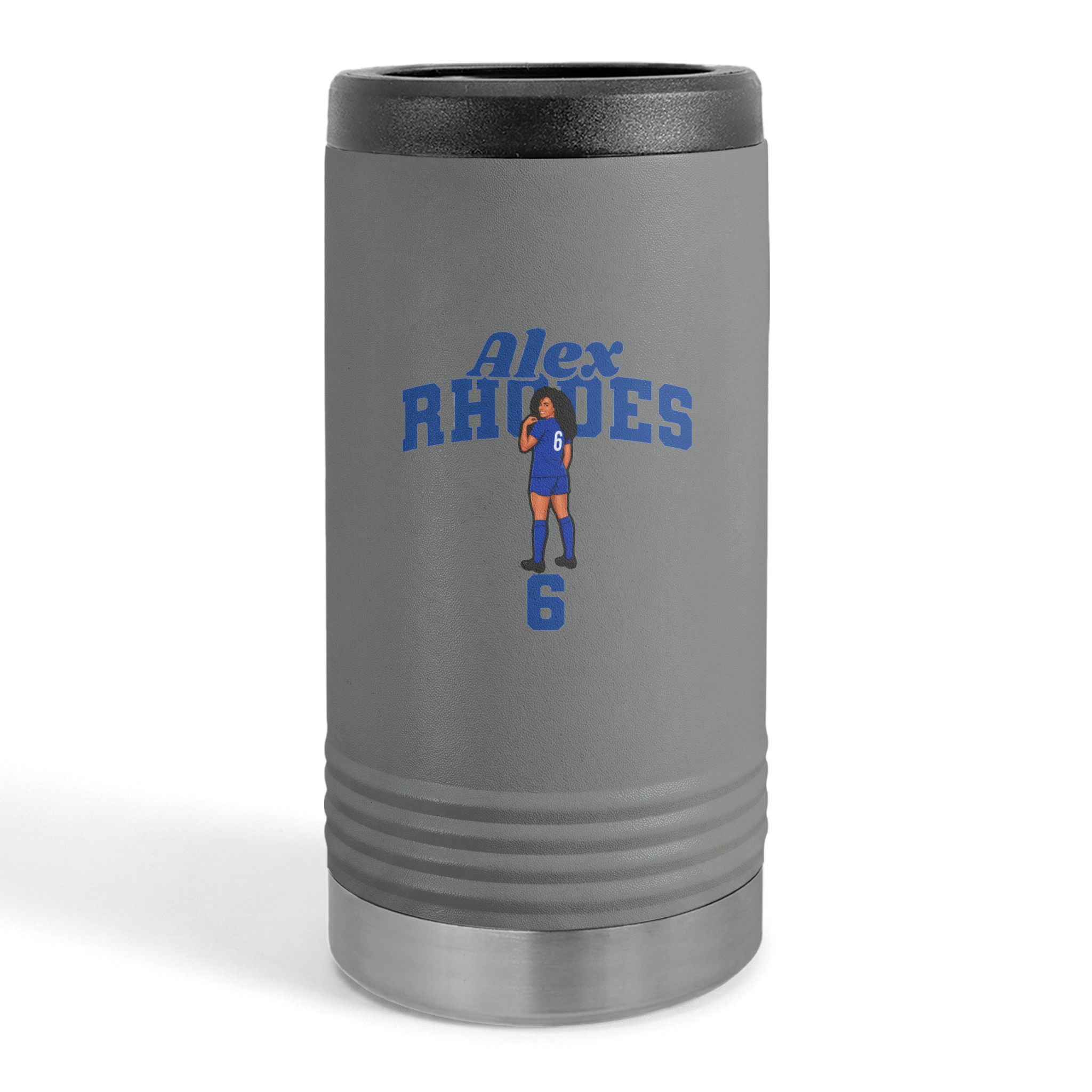 Slim Stainless Can Cooler — character_signature_arch in Grey