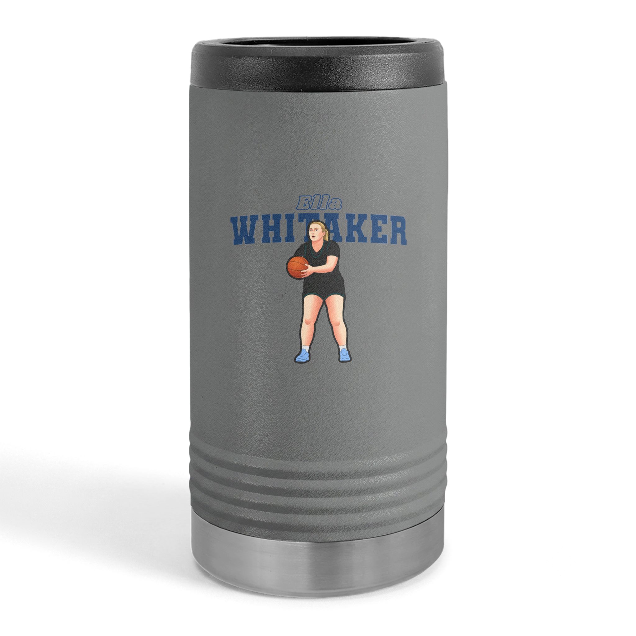 Slim Stainless Can Cooler — character_name_arch in Grey