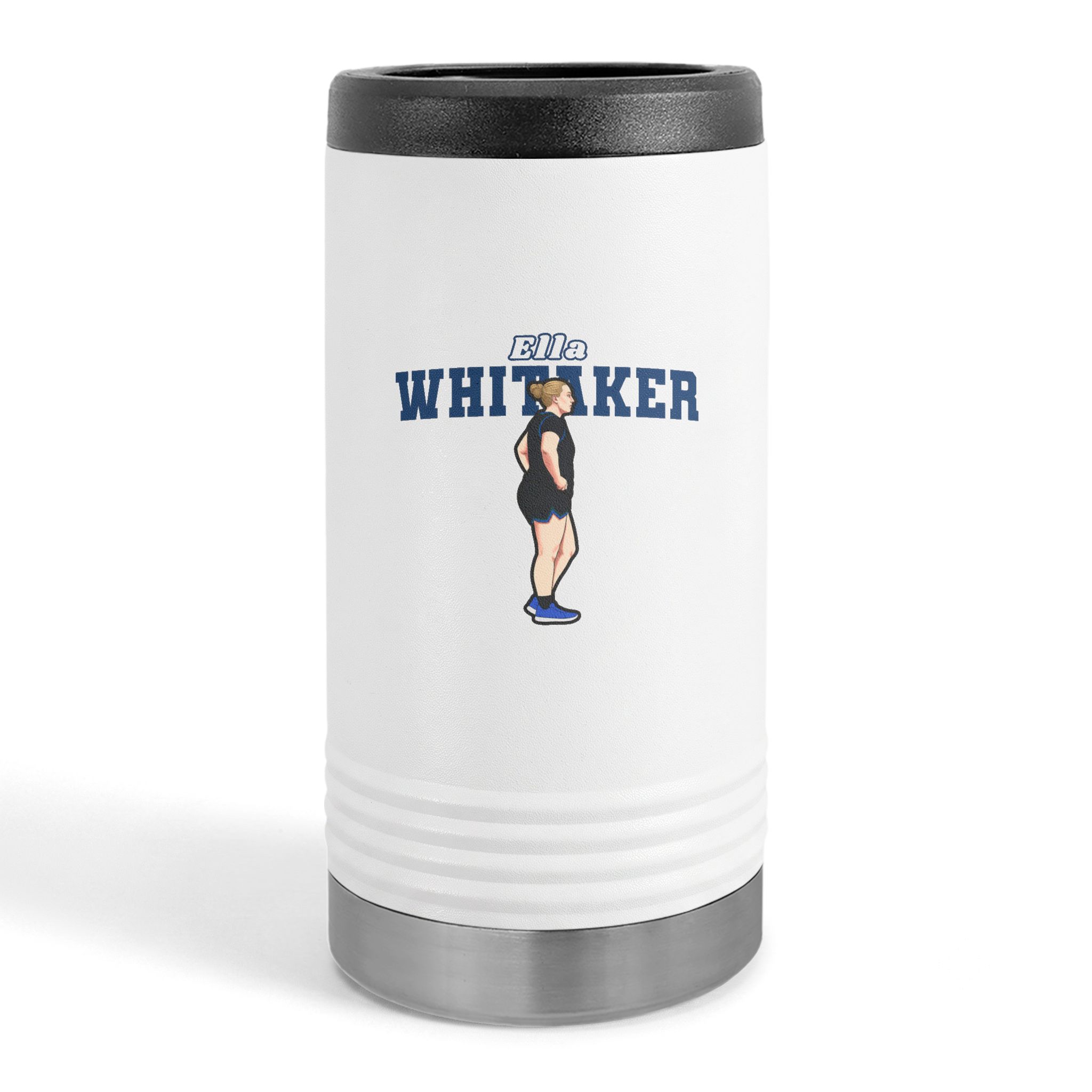 Slim Stainless Can Cooler — character_name_arch in White