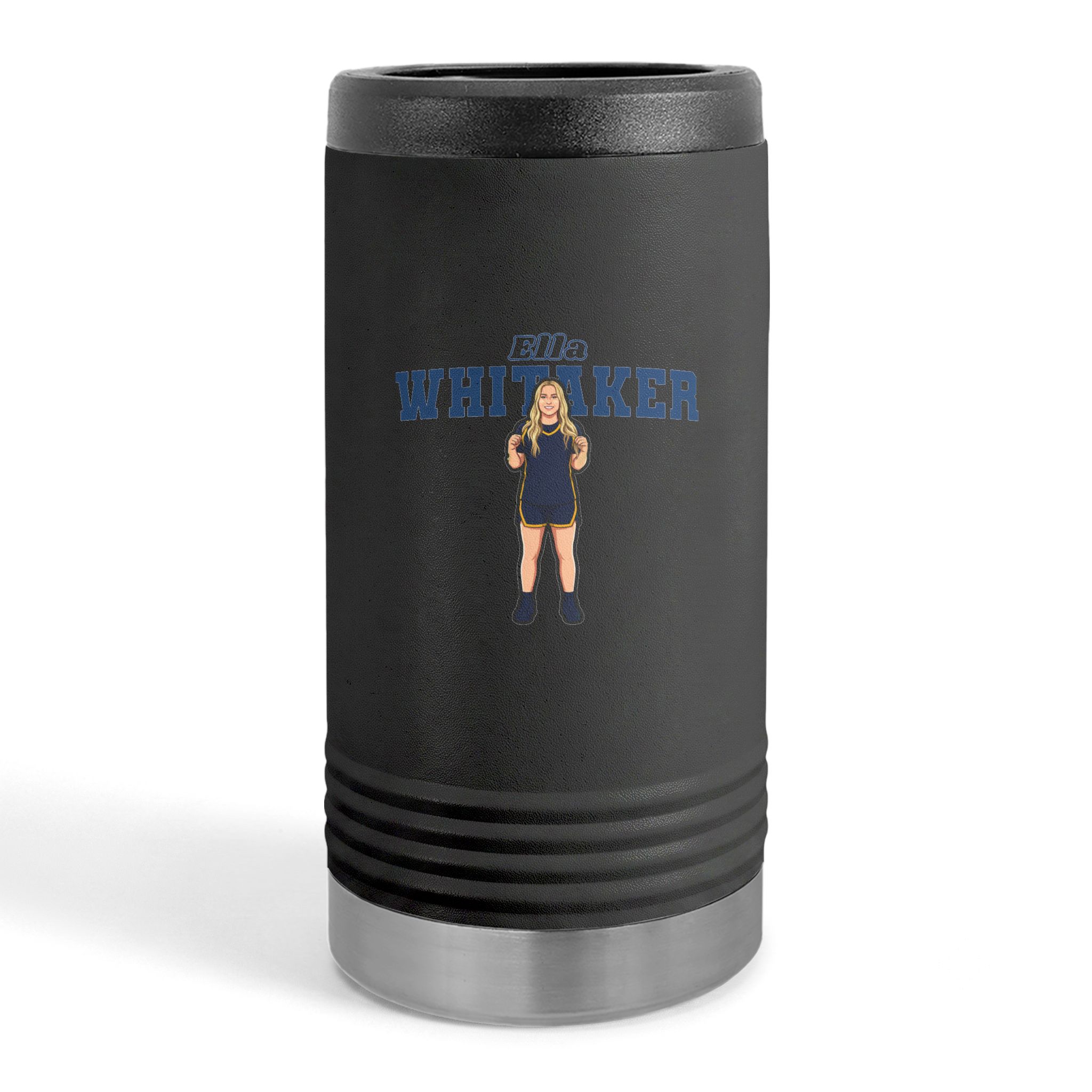 Slim Stainless Can Cooler — character_name_arch in Black