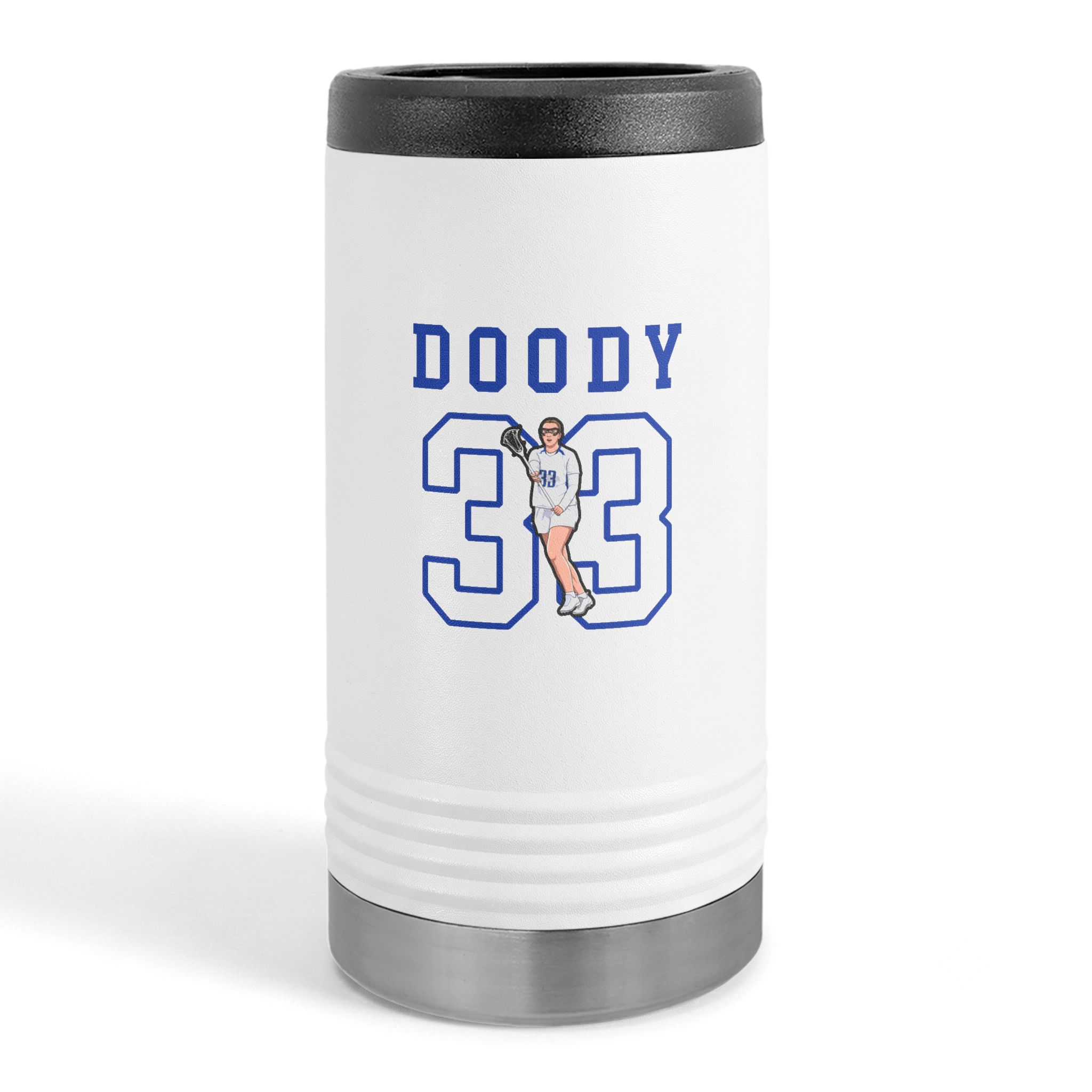 Slim Stainless Can Cooler — character_shirsey in White