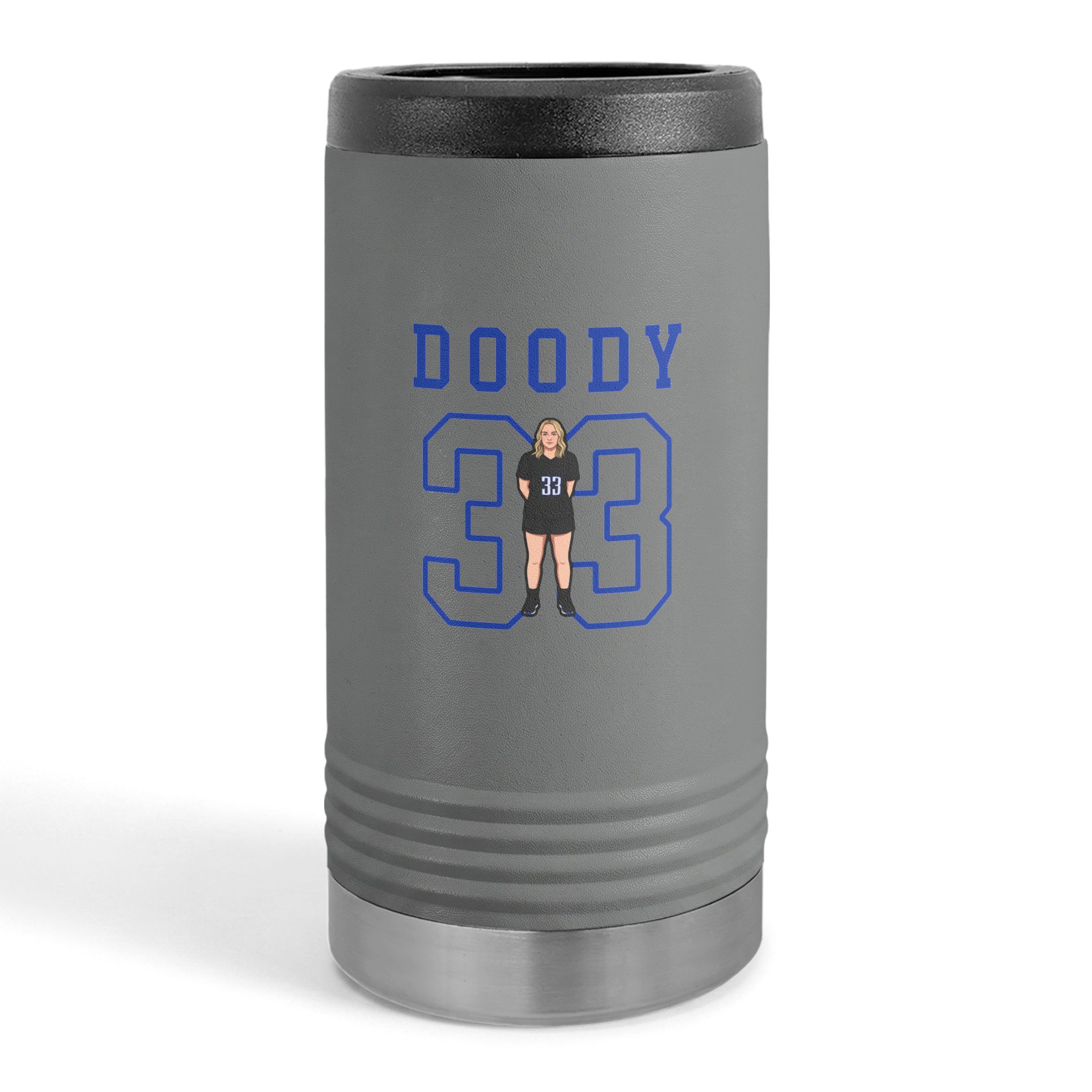 Slim Stainless Can Cooler — character_shirsey in Grey