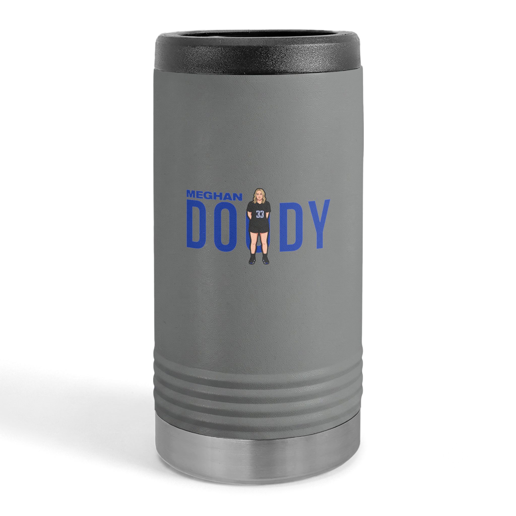 Slim Stainless Can Cooler — character_player_name in Grey