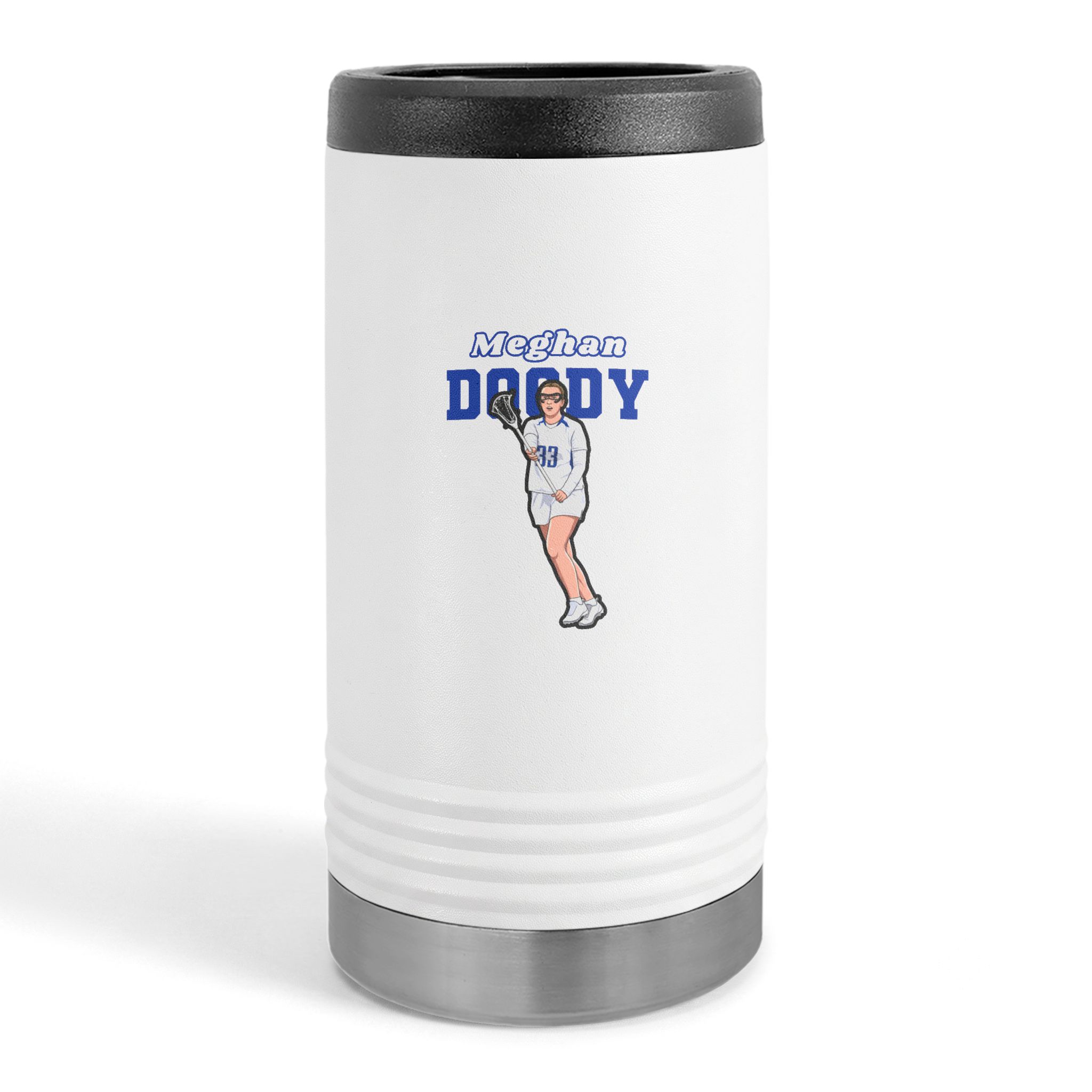 Slim Stainless Can Cooler — character_name_arch in White