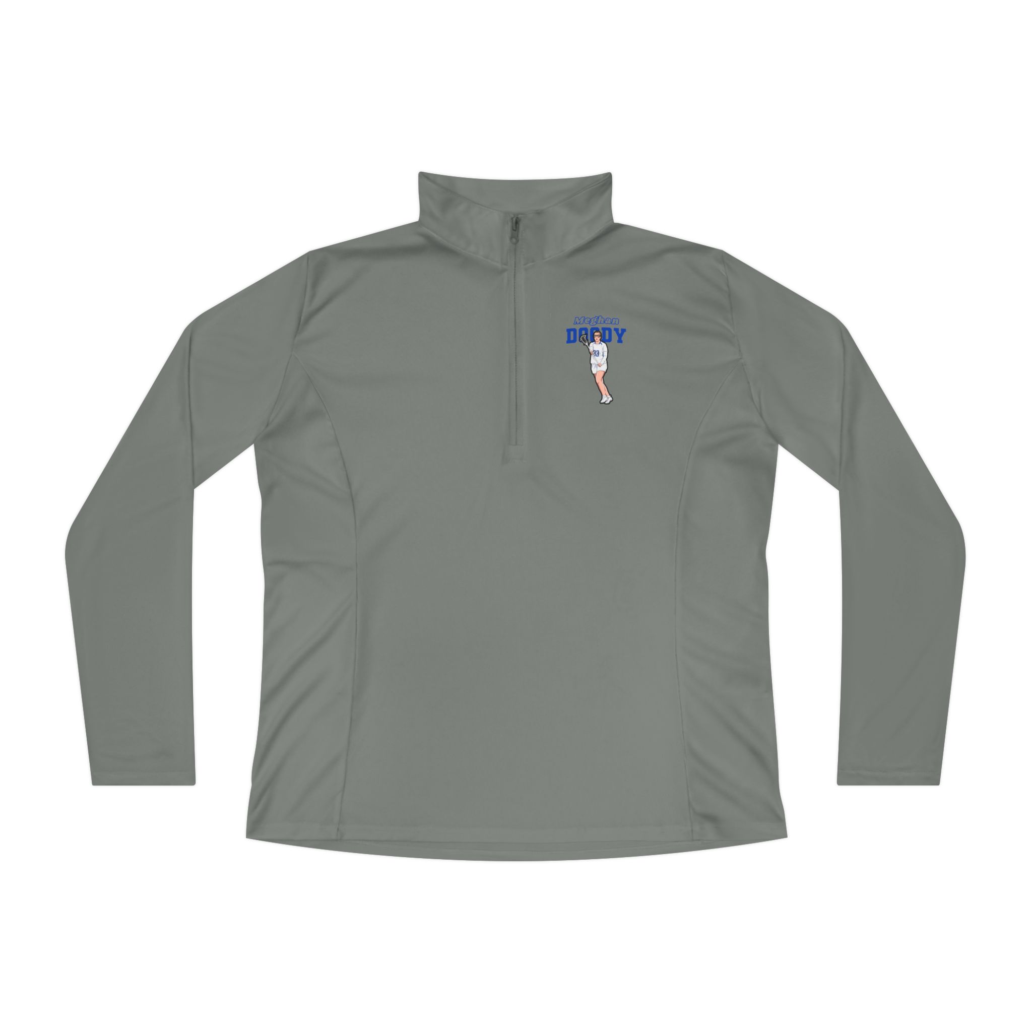 Women's Q-Zip Pullover — character_name_arch in Grey