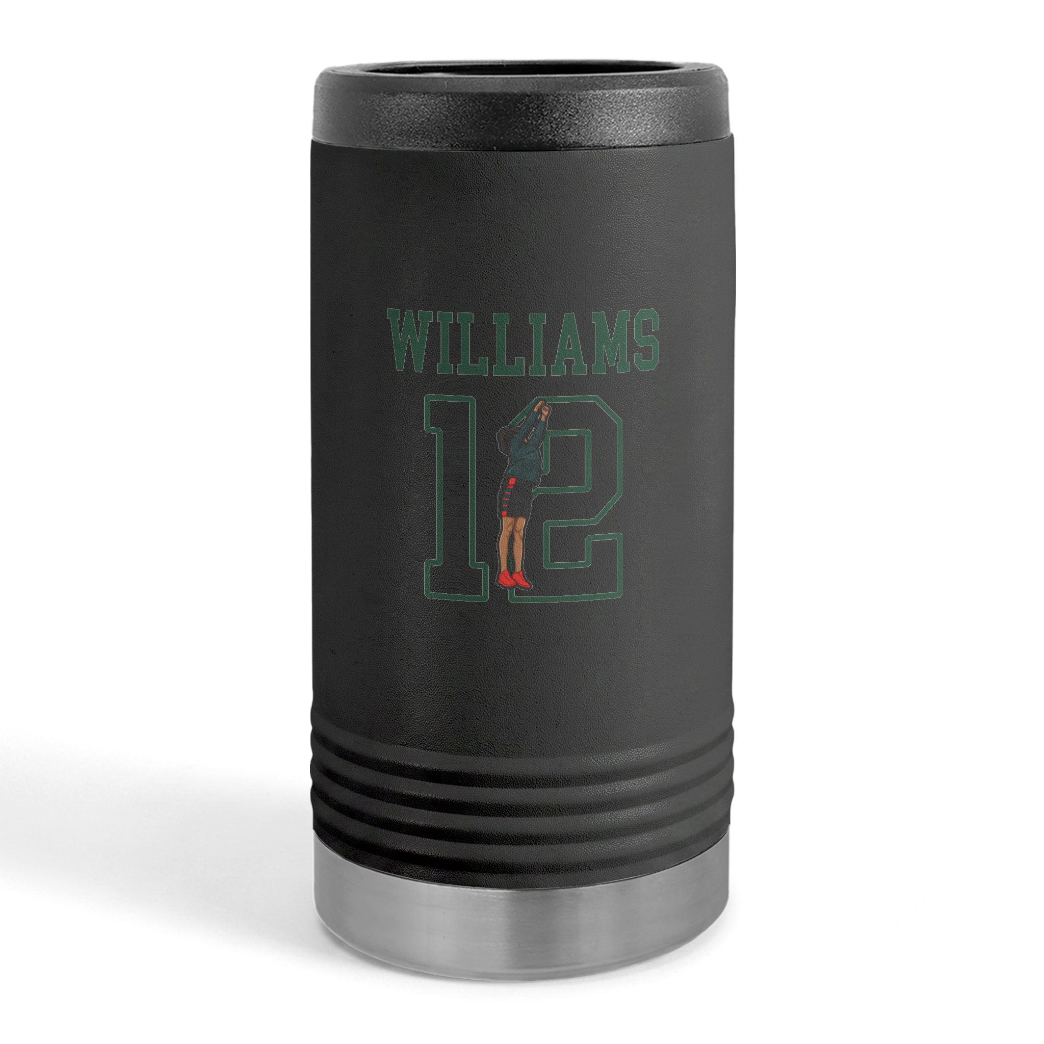 Slim Stainless Can Cooler — character_shirsey in Black