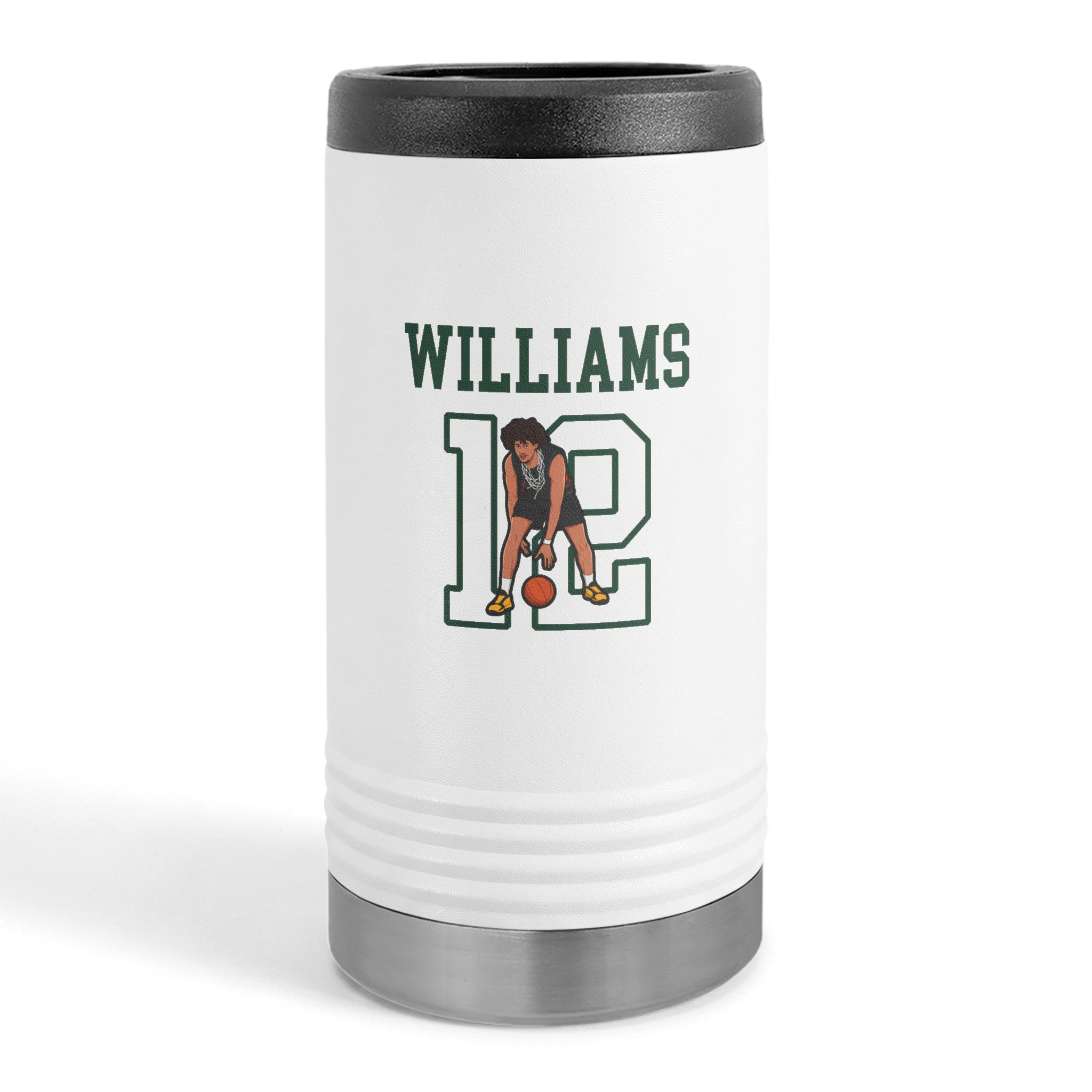 Slim Stainless Can Cooler — character_shirsey in White