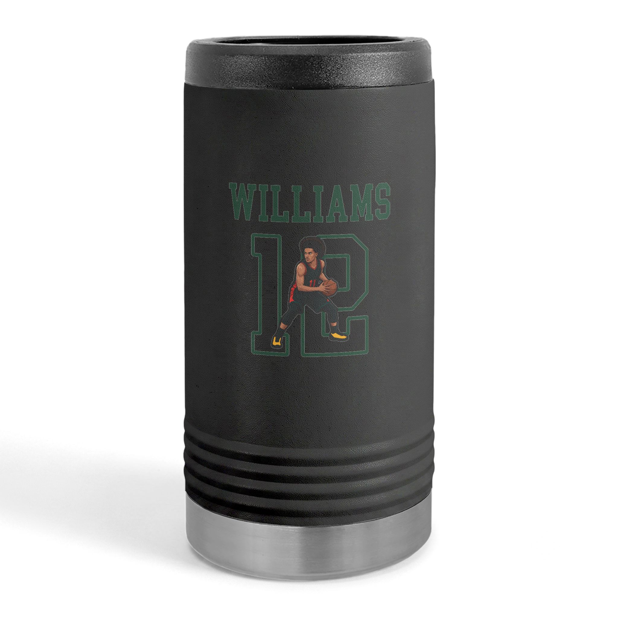 Slim Stainless Can Cooler — character_shirsey in Black