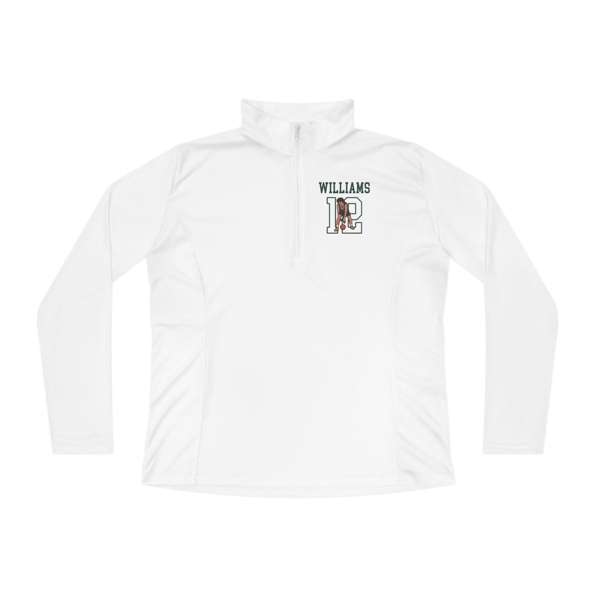 Women's Q-Zip Pullover — character_shirsey in White