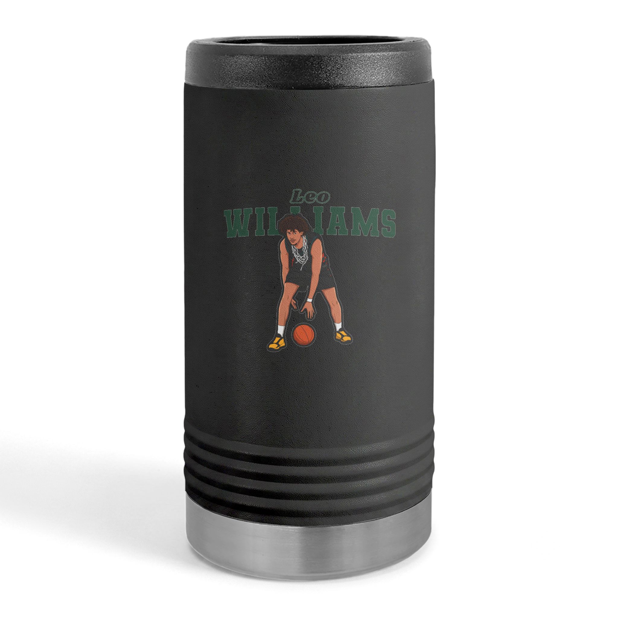 Slim Stainless Can Cooler — character_name_arch in Black