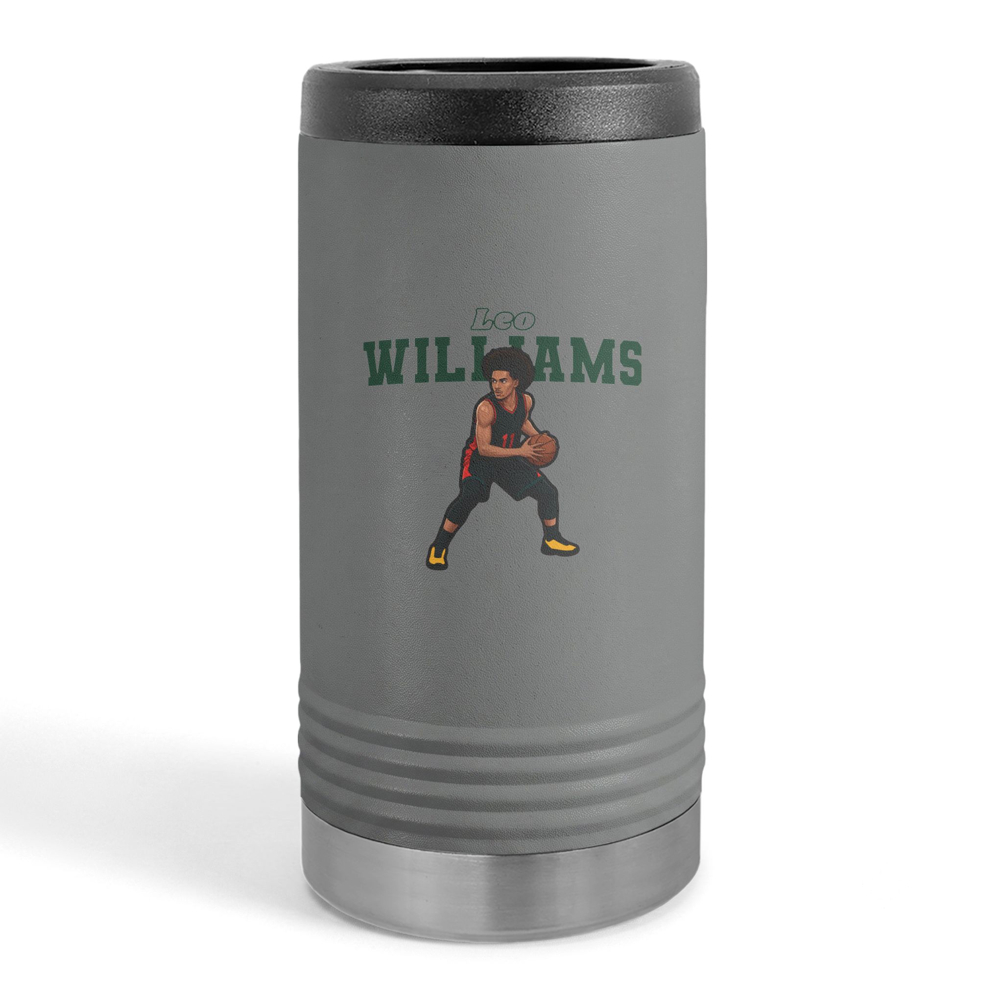 Slim Stainless Can Cooler — character_name_arch in Grey
