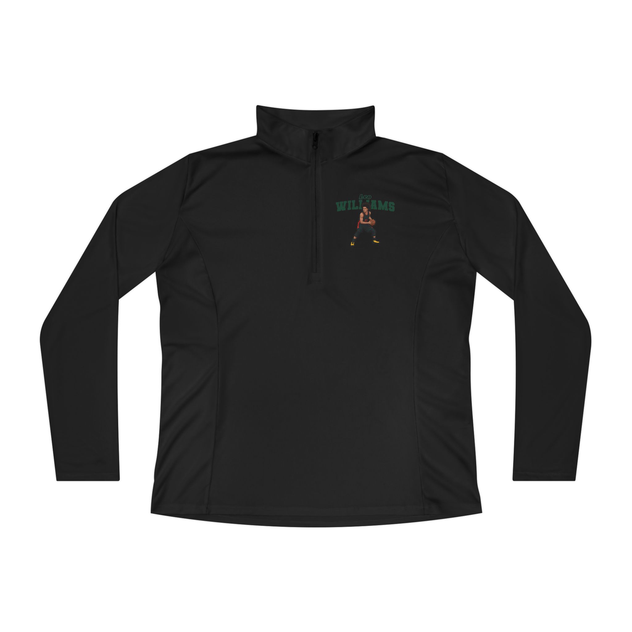 Women's Q-Zip Pullover — character_name_arch in Black