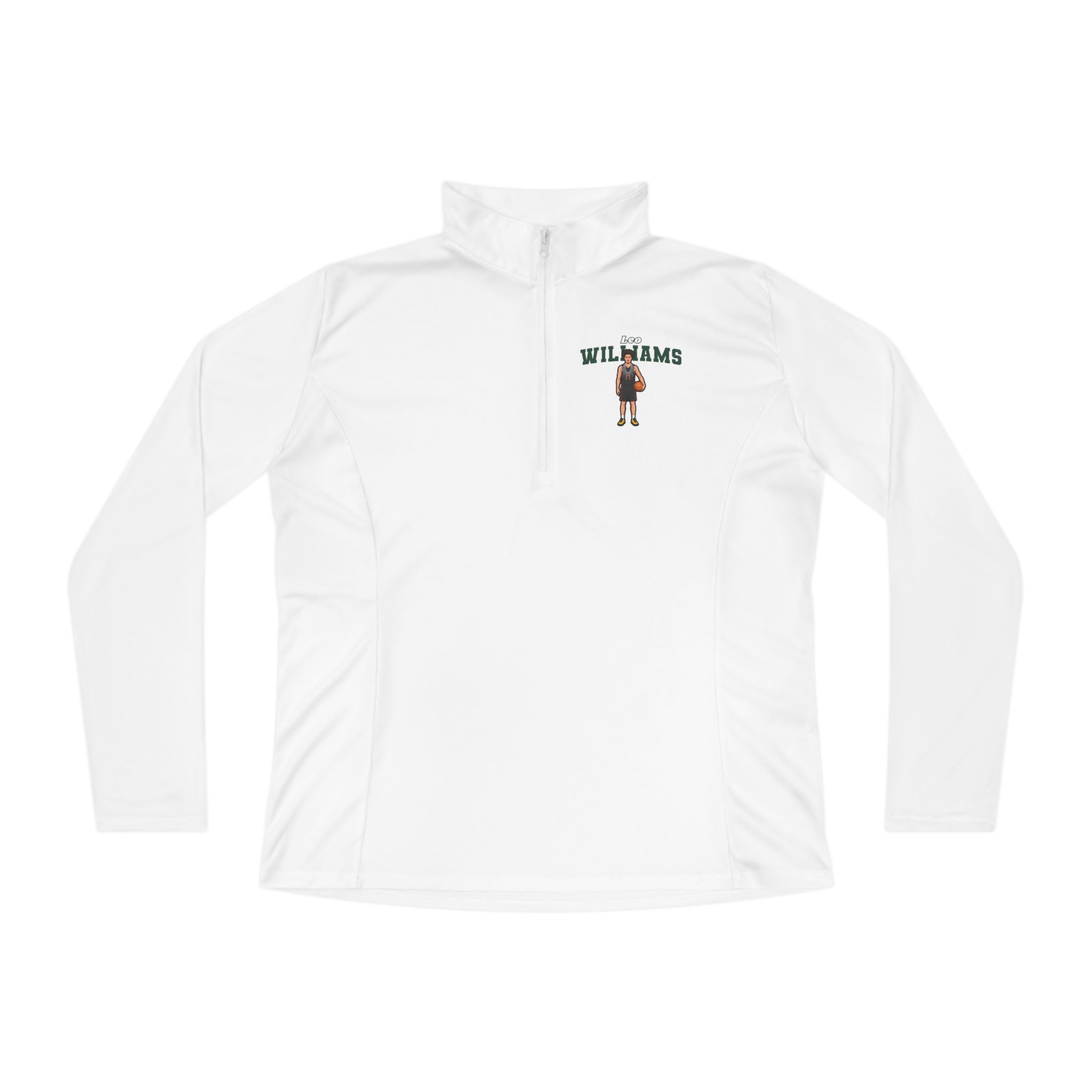Women's Q-Zip Pullover — character_name_arch in White