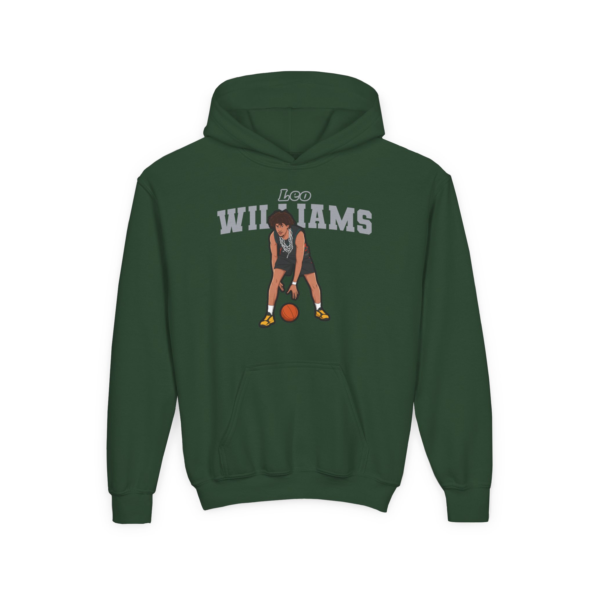 Youth Hoodie — character_name_arch in Green