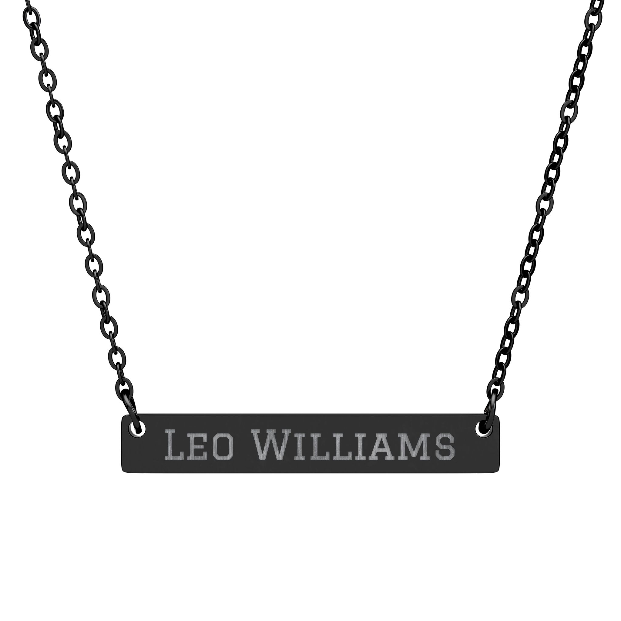 Engraved Bar Necklace — Classic in Black
