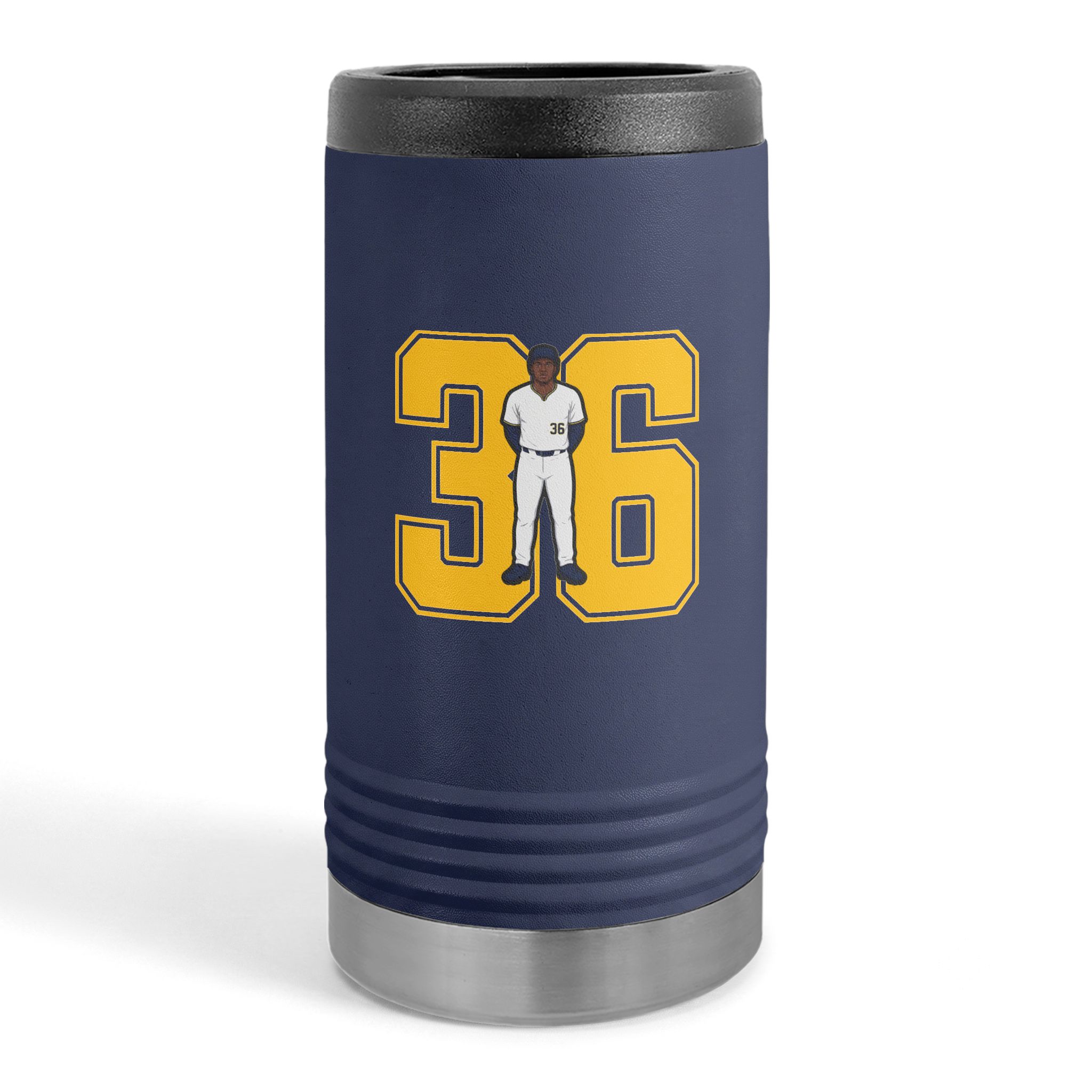 Slim Stainless Can Cooler — character_number in Navy