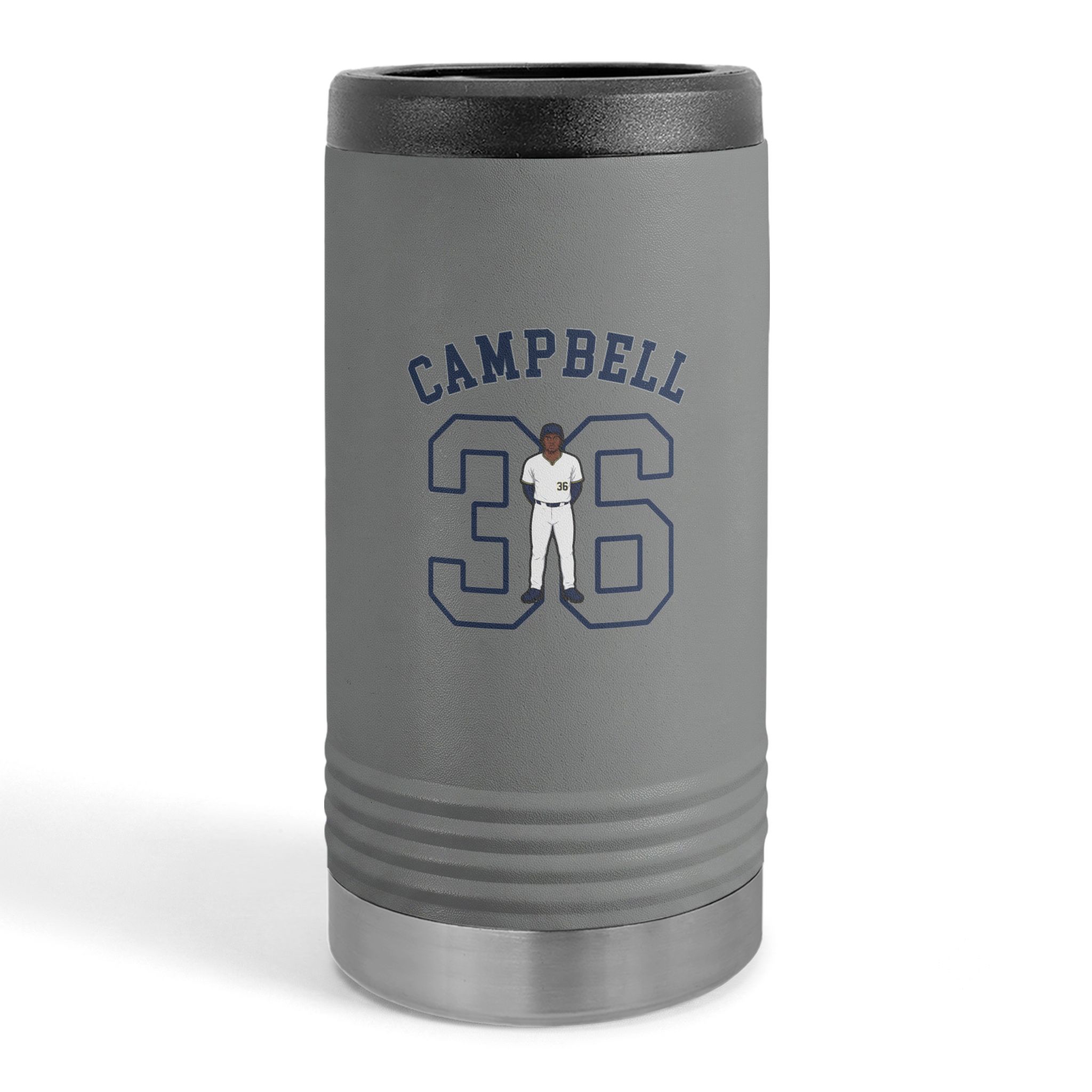 Slim Stainless Can Cooler — character_shirsey_arch in Grey