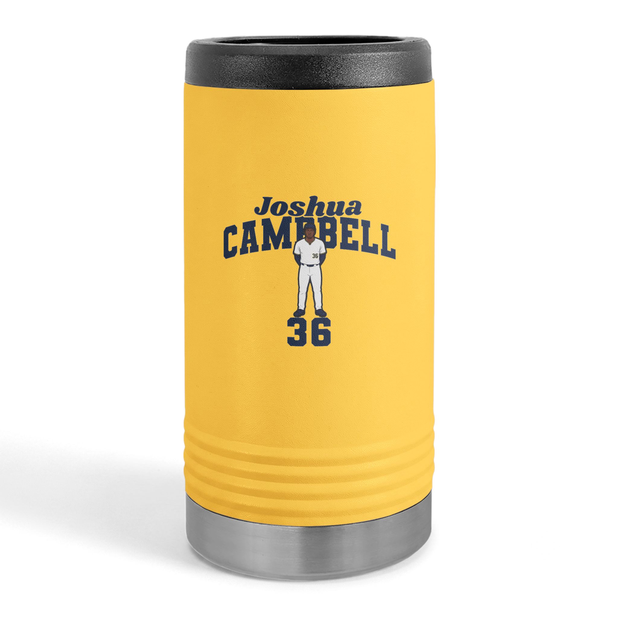 Slim Stainless Can Cooler — character_signature_arch in Yellow