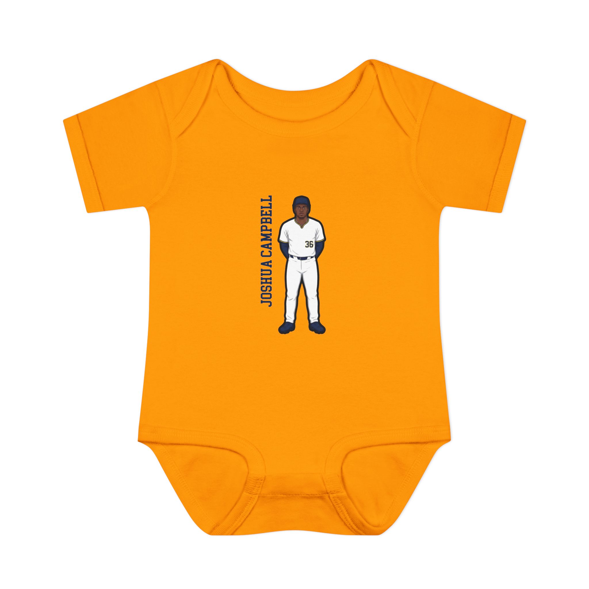 Baby Onesie — character_name_vertical in Gold