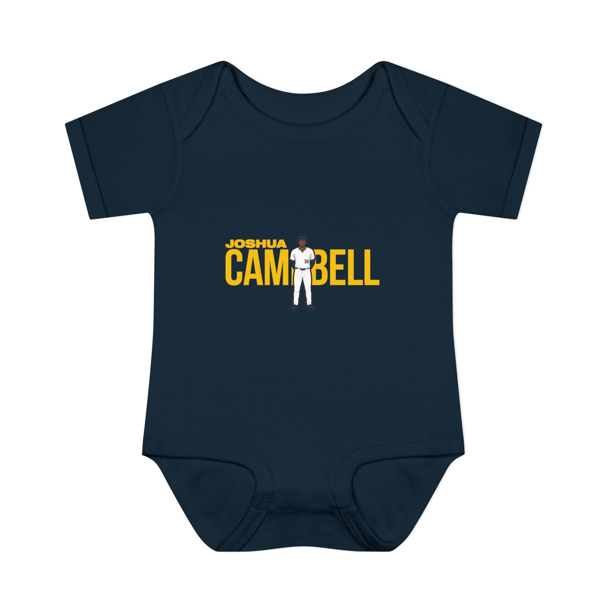 Baby Onesie — character_player_name in Navy