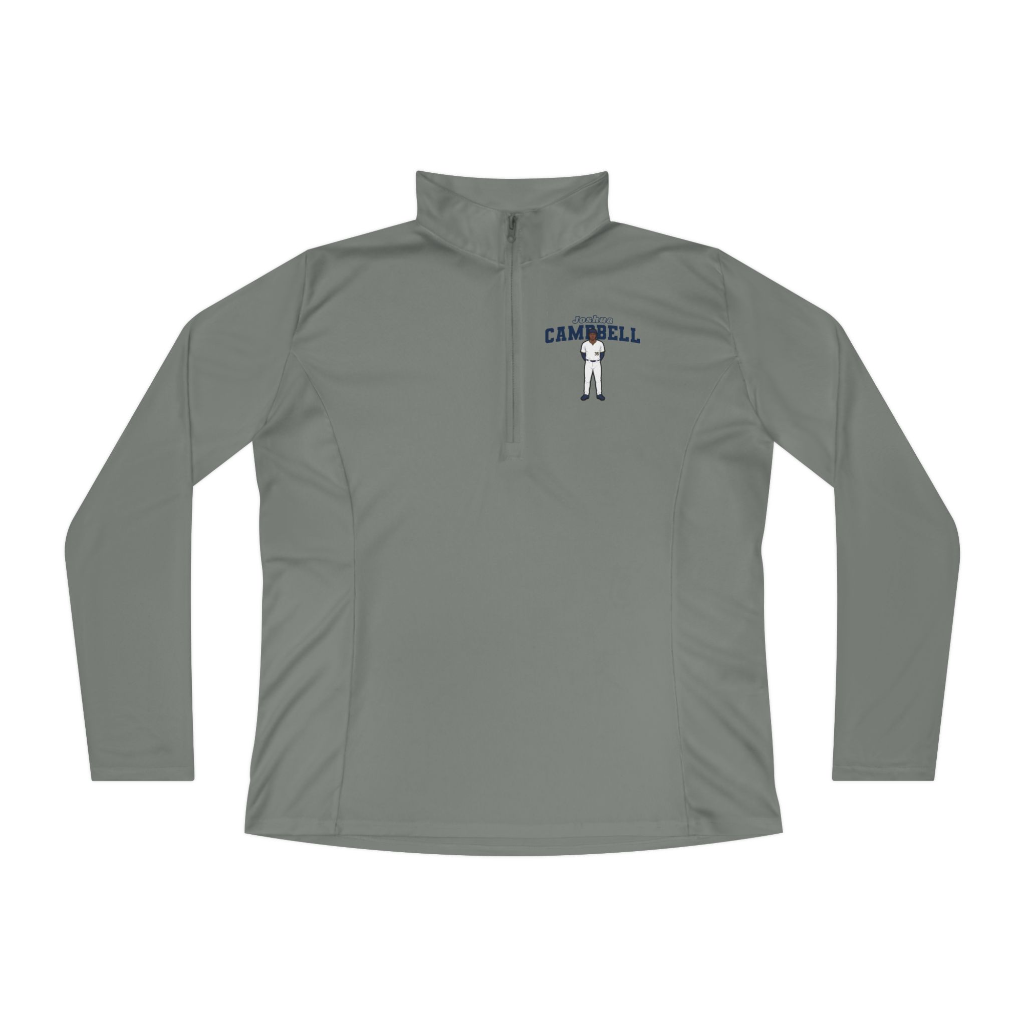 Women's Q-Zip Pullover — character_name_arch in Grey