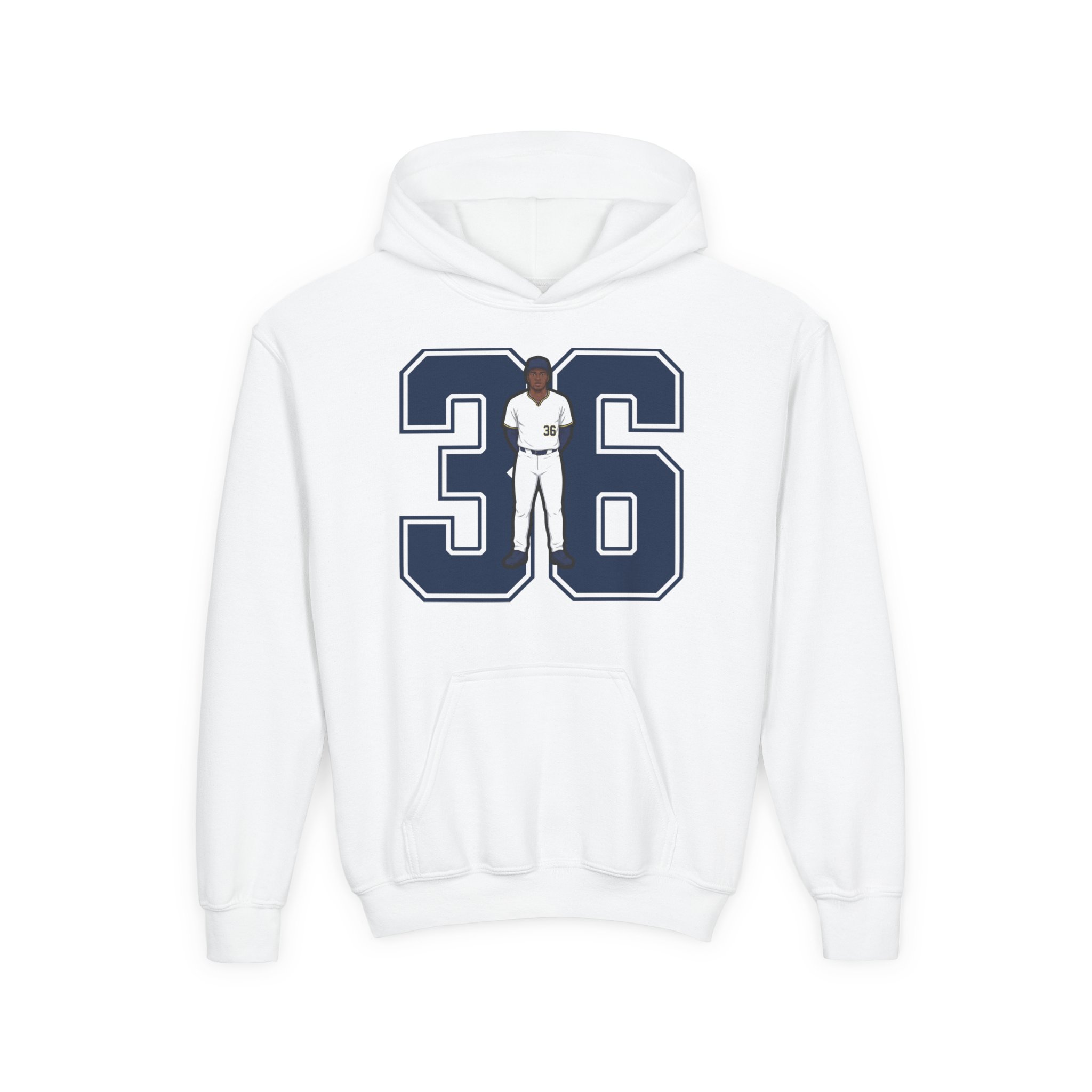 Youth Hoodie — character_number in White