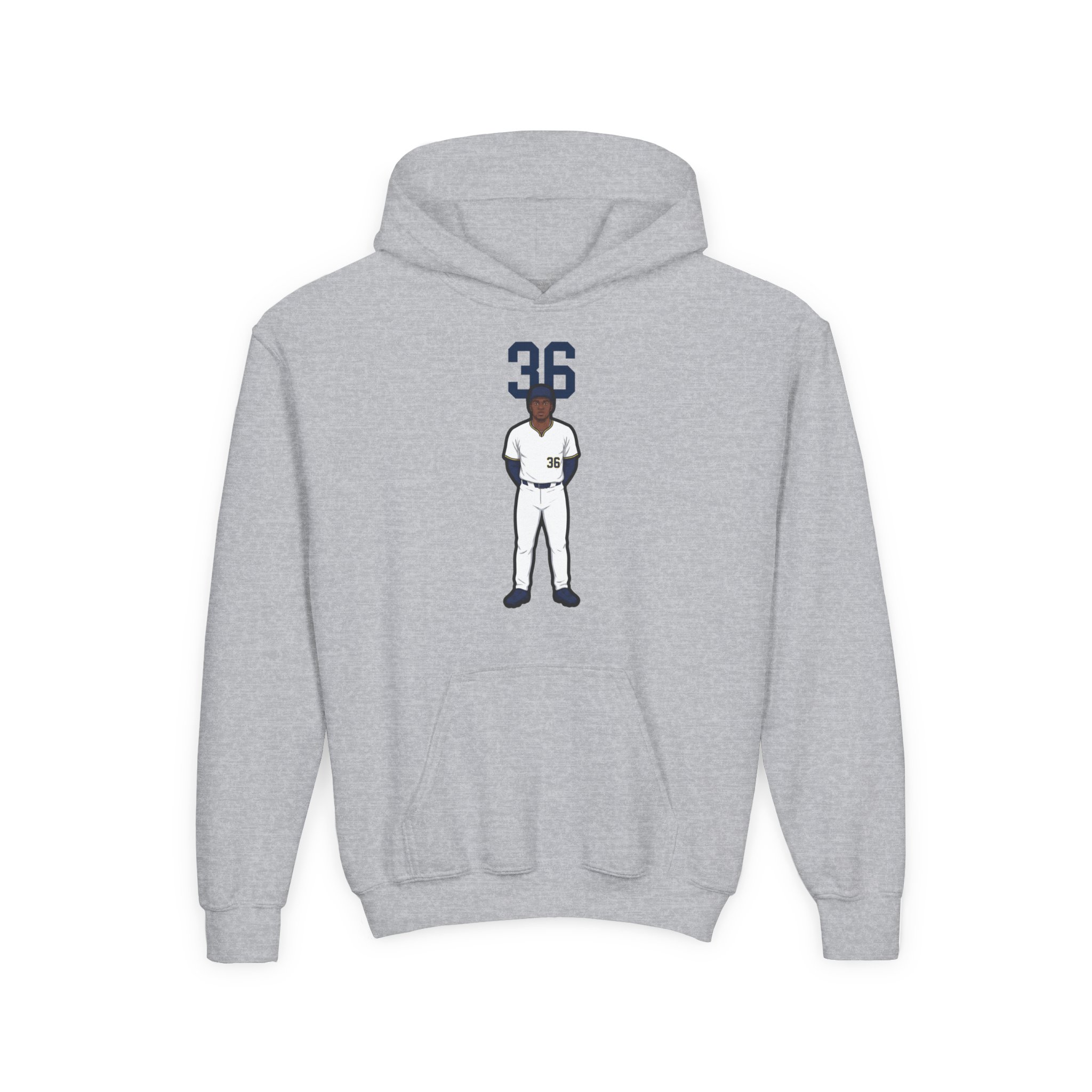 Youth Hoodie — character_number_top in Grey