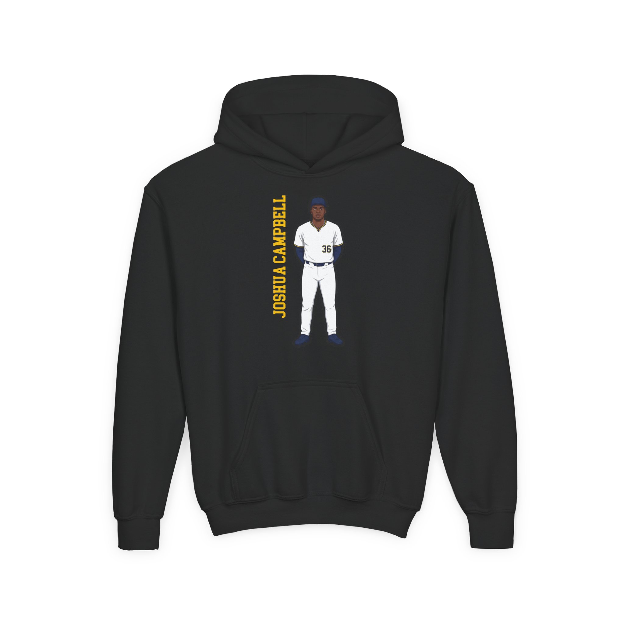 Youth Hoodie — character_name_vertical in Black
