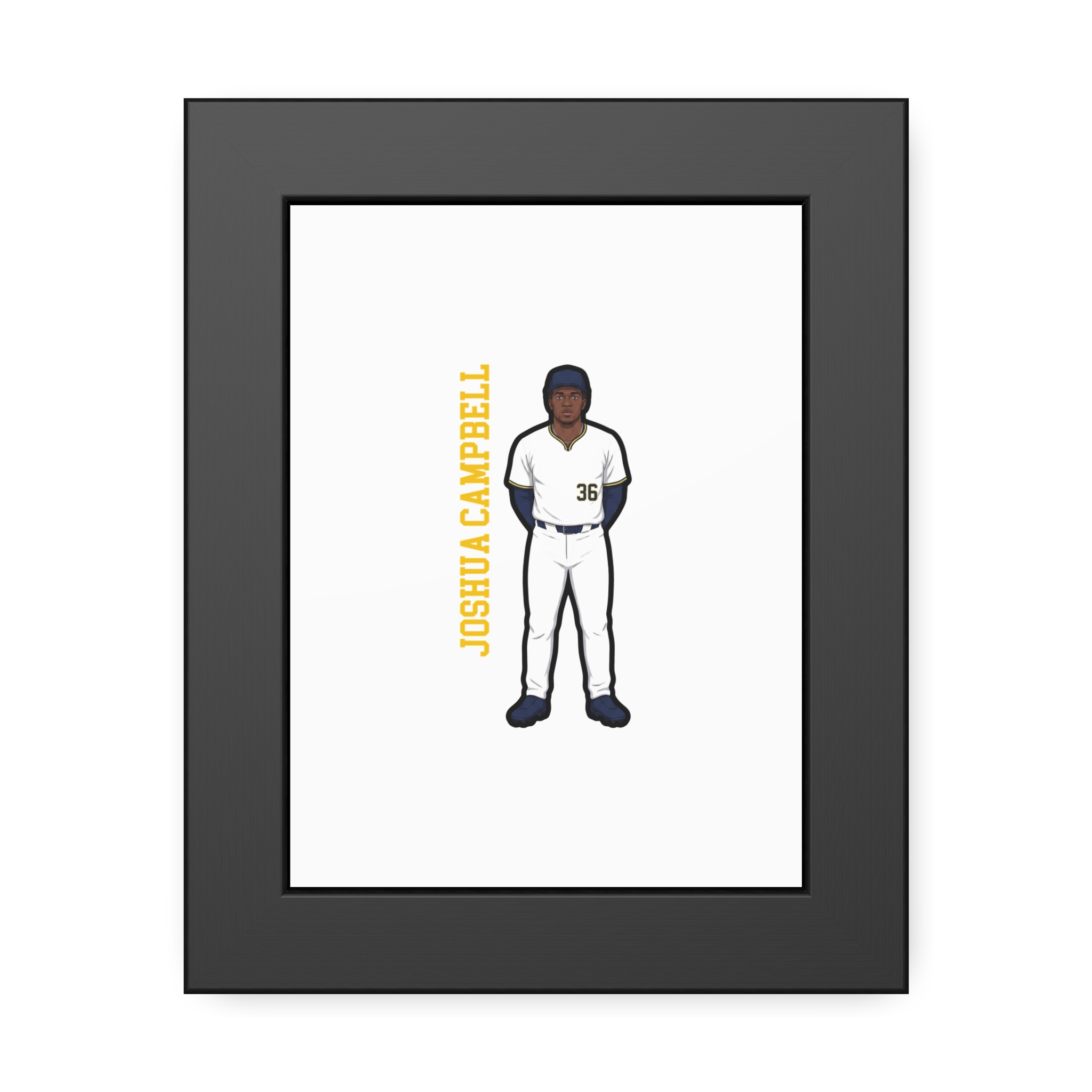 Framed Poster — character_name_vertical in Black