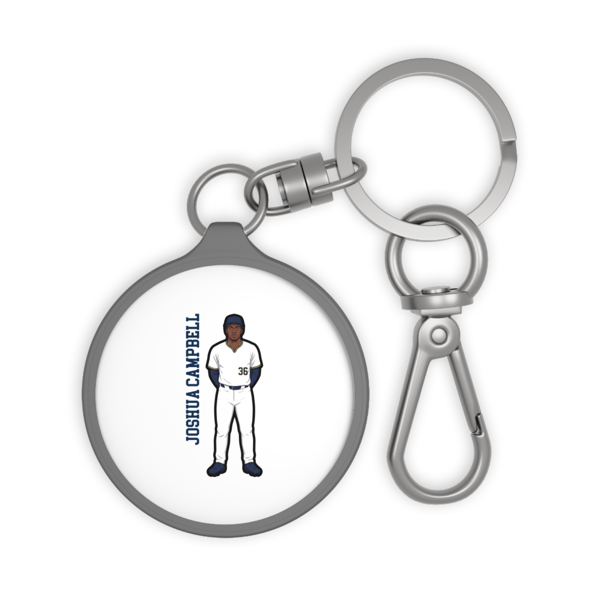 Keychain — character_name_vertical in Grey