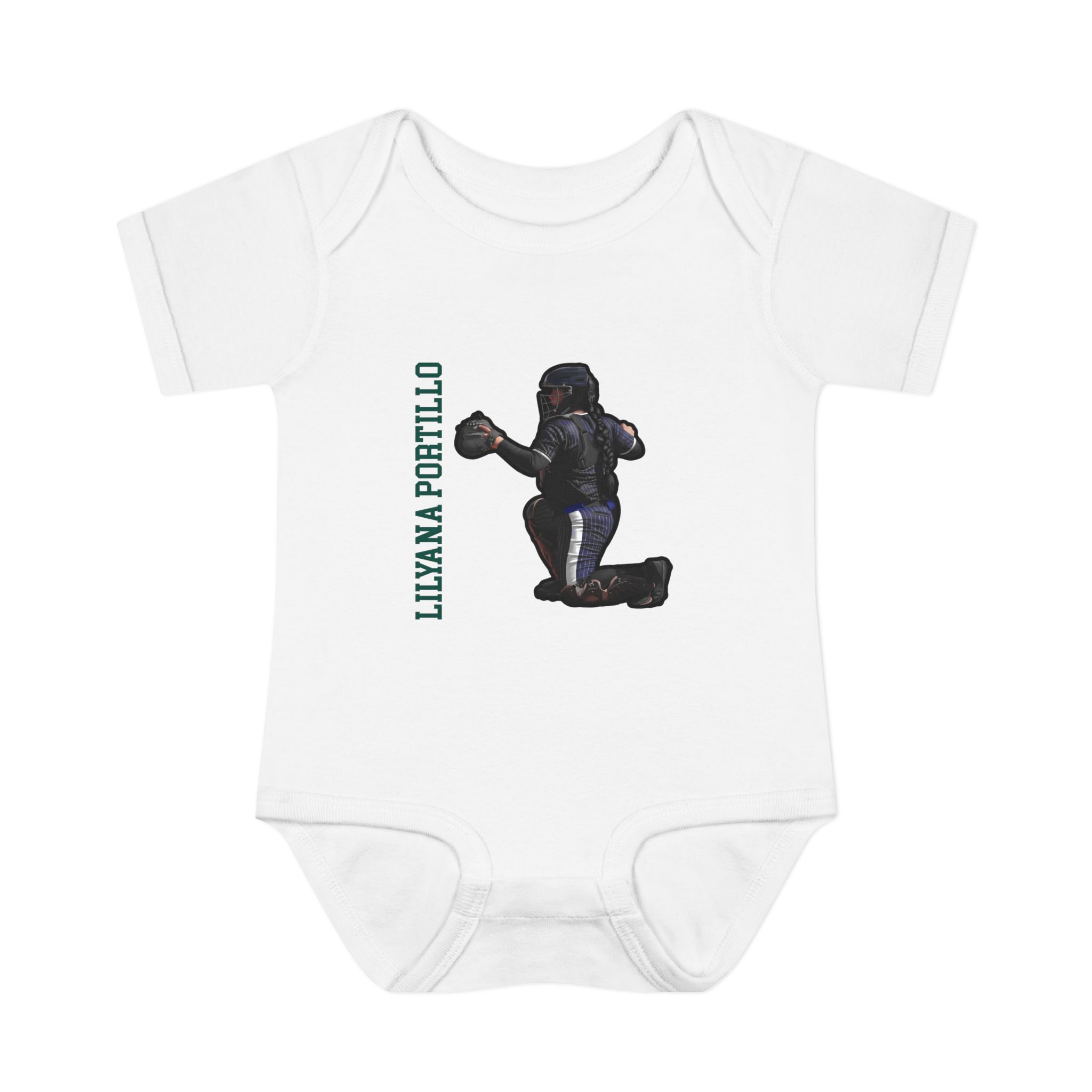 Baby Onesie — character_name_vertical in White