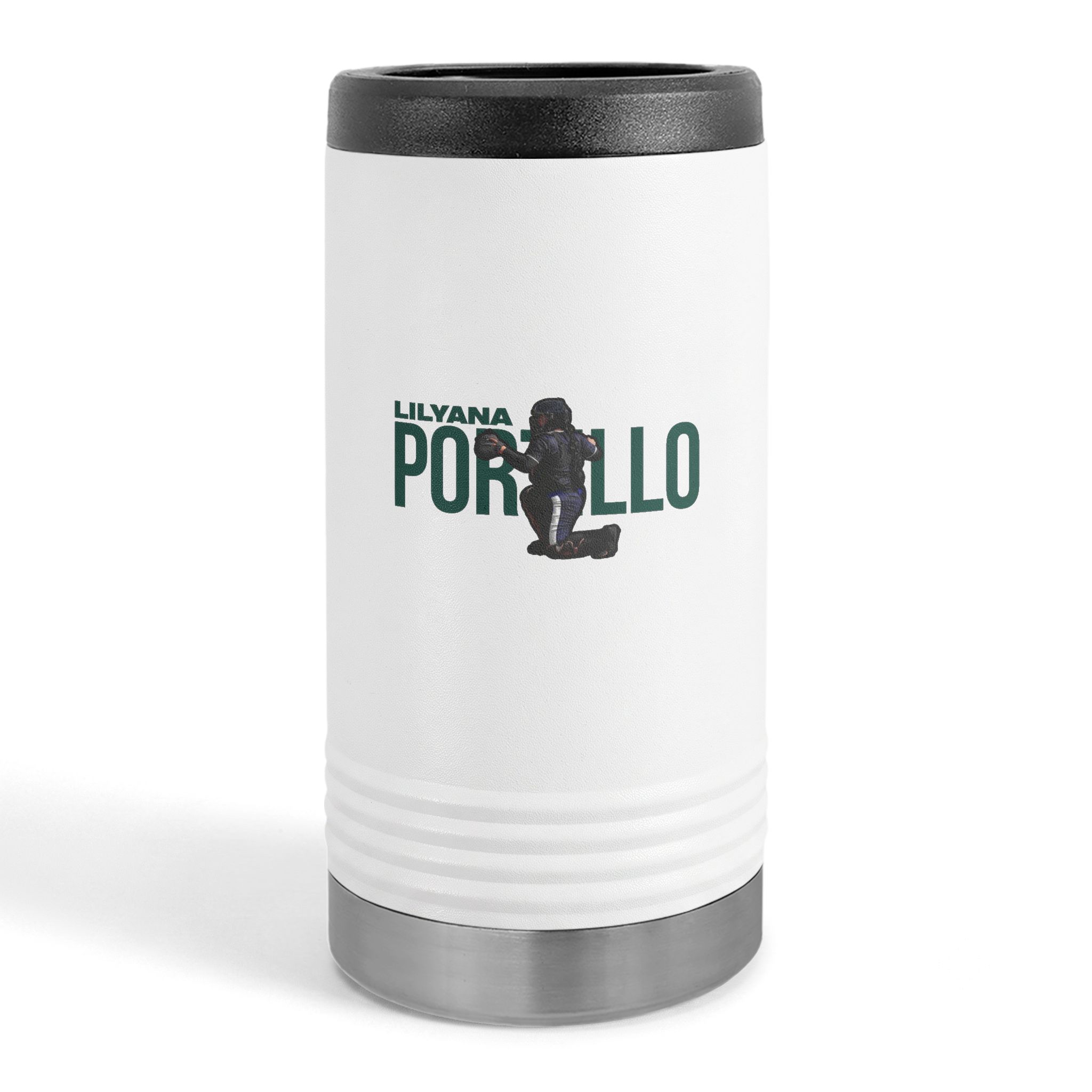 Slim Stainless Can Cooler — character_player_name in White