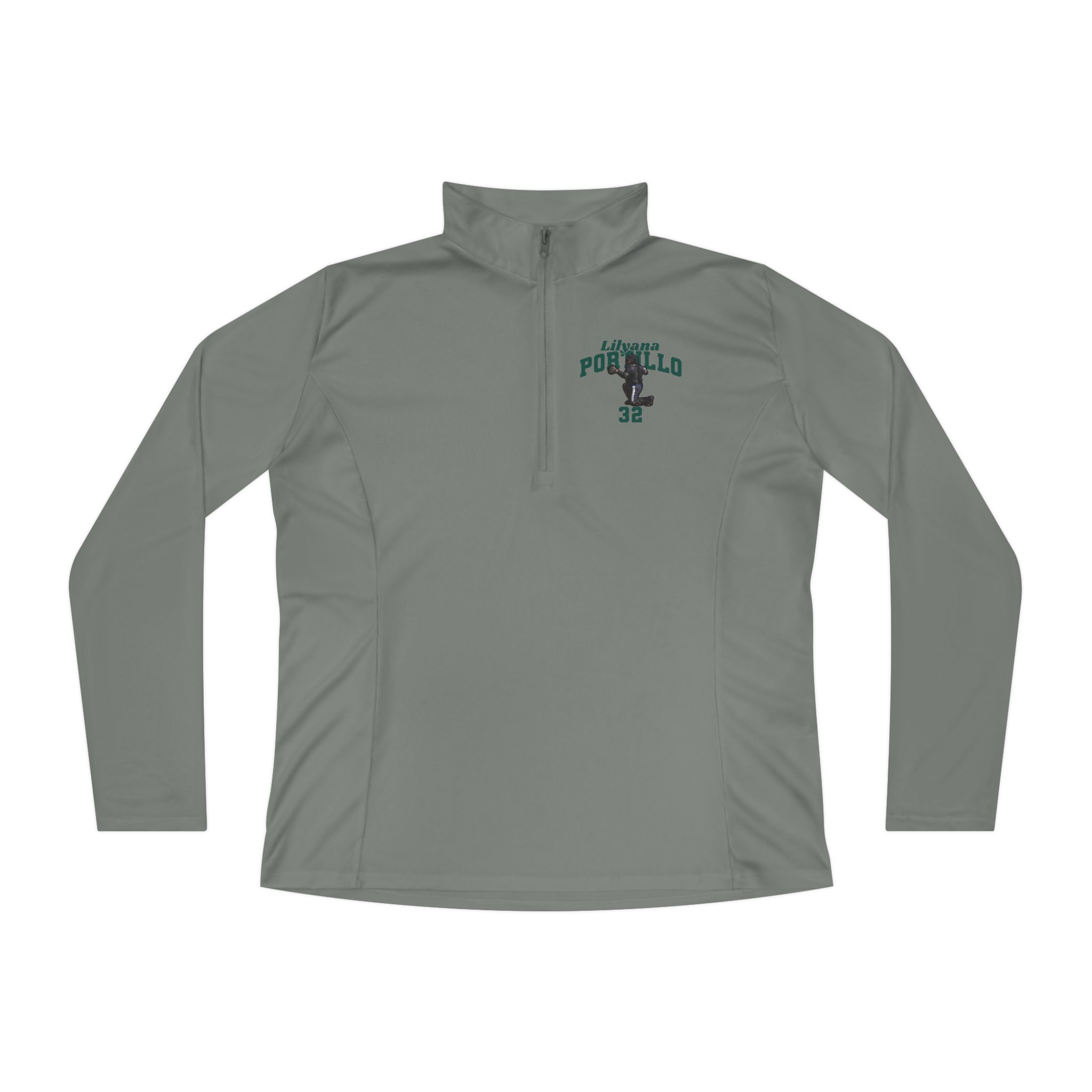 Women's Q-Zip Pullover — character_signature_arch in Grey