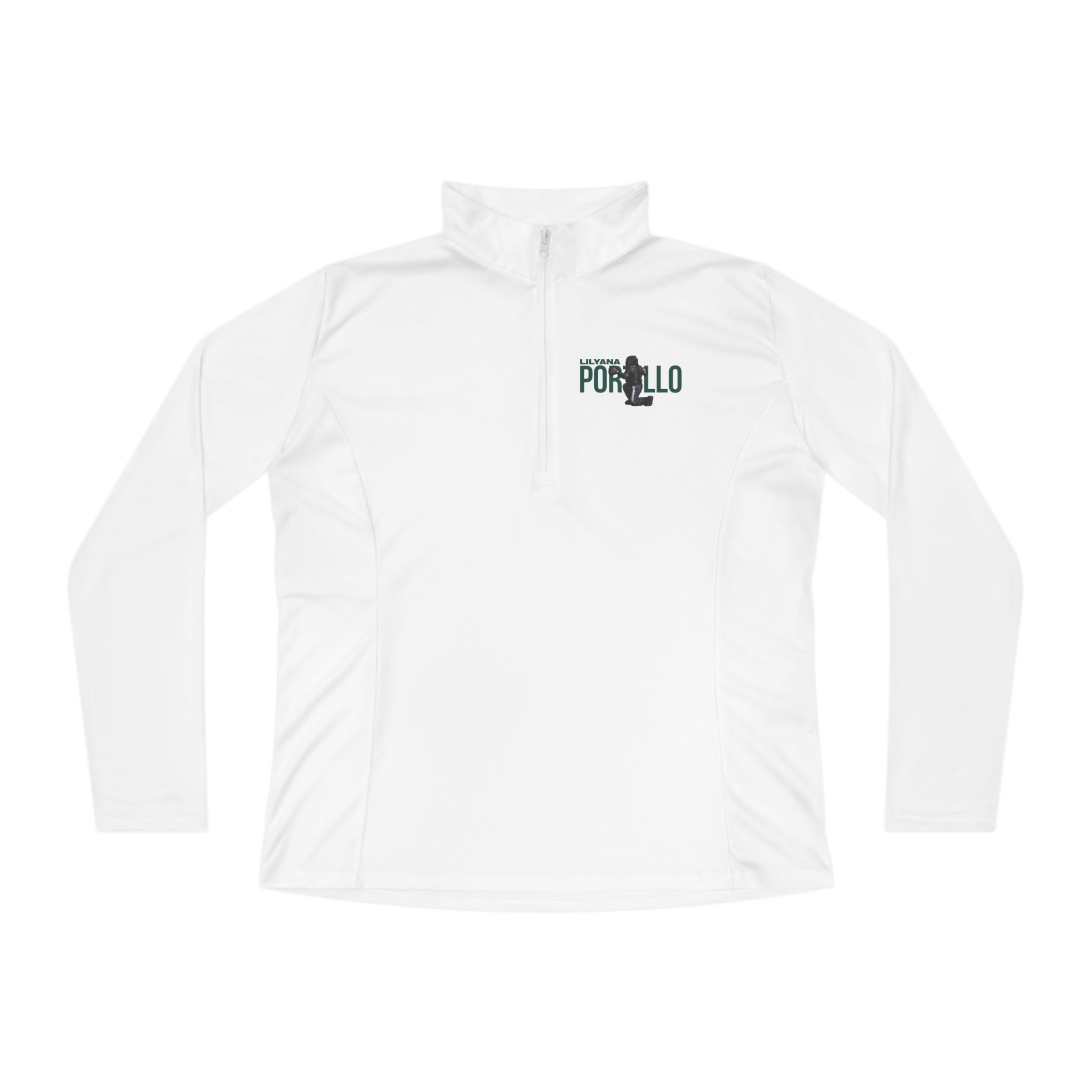 Women's Q-Zip Pullover — character_player_name in White