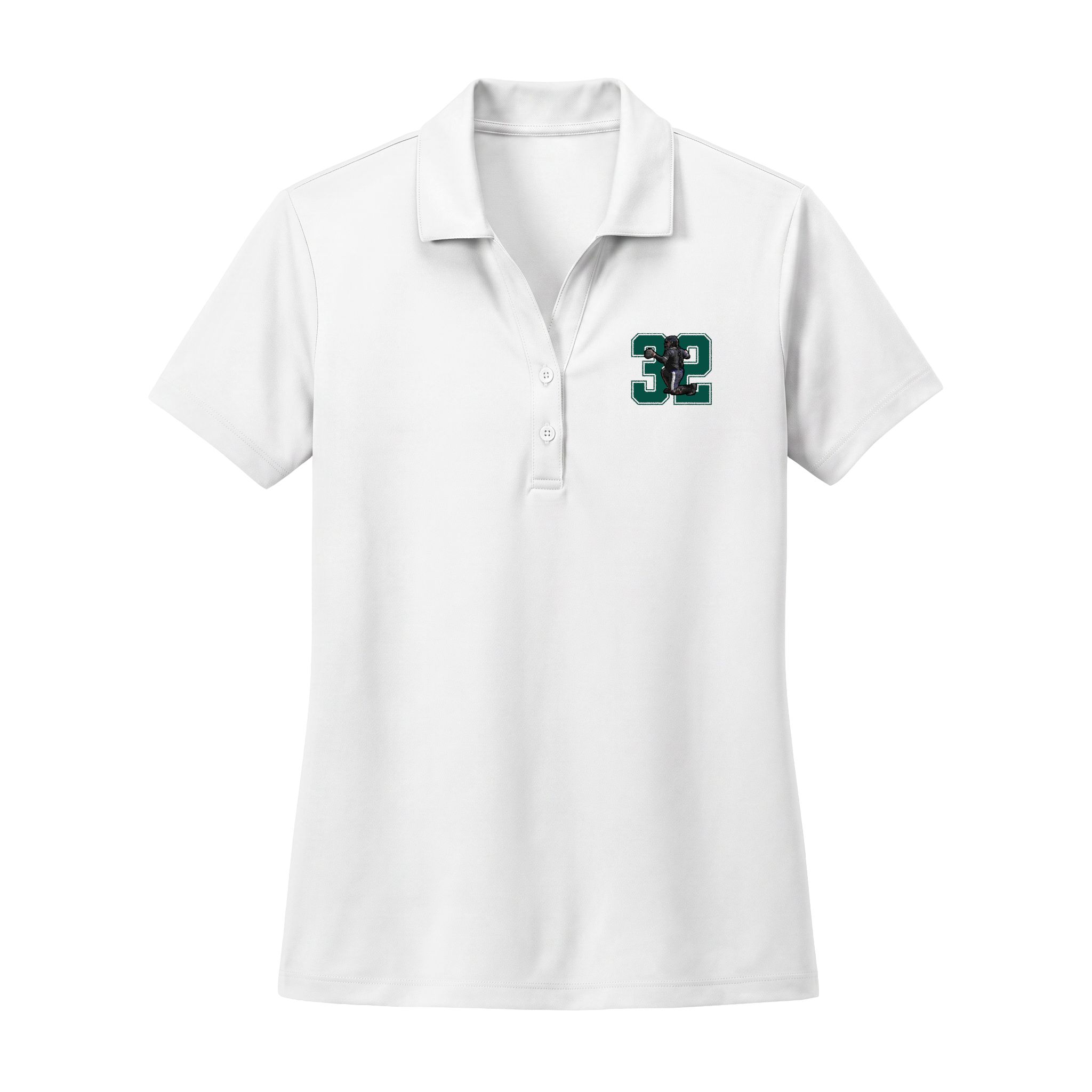 Women's Polo — character_number in White