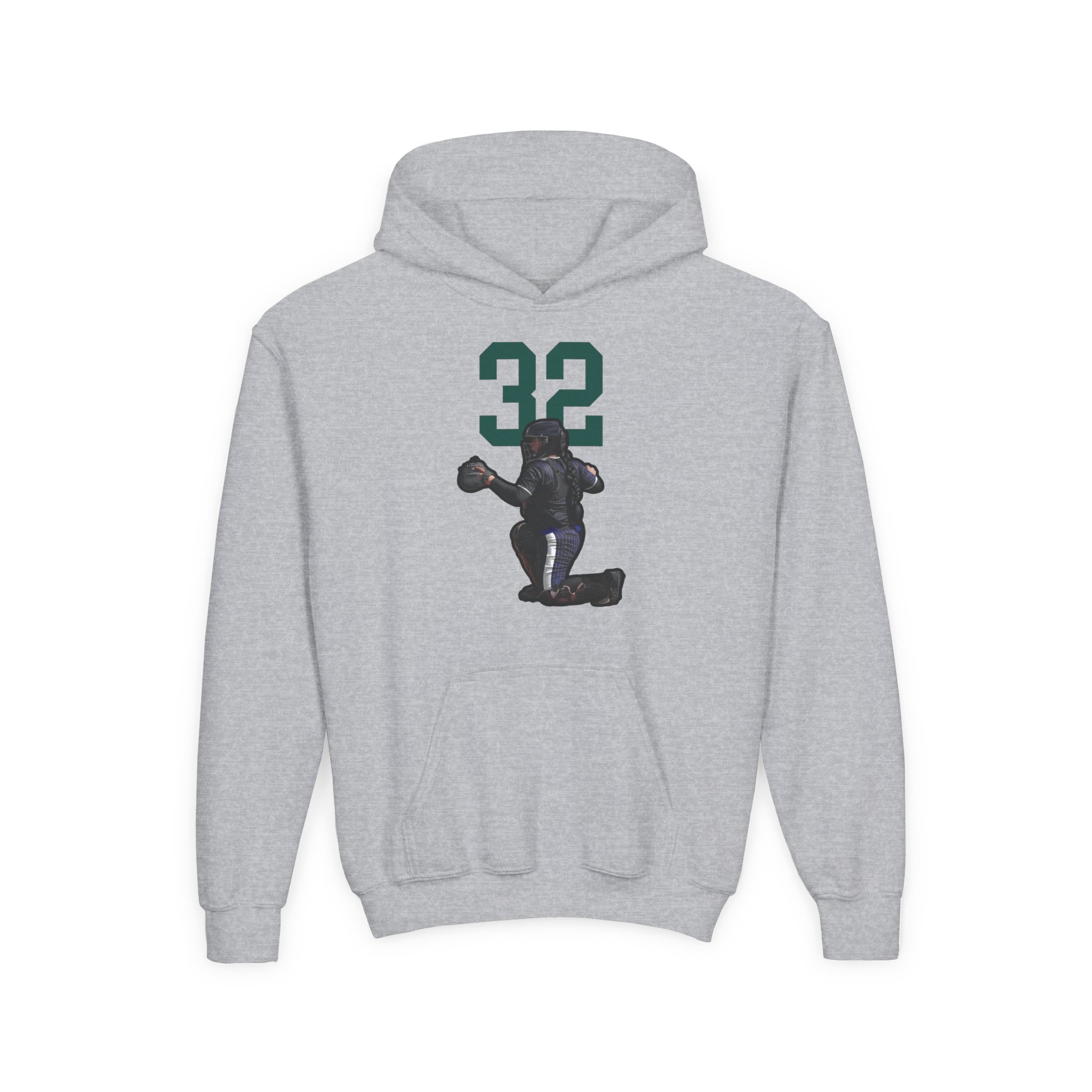 Youth Hoodie — character_number_top in Grey