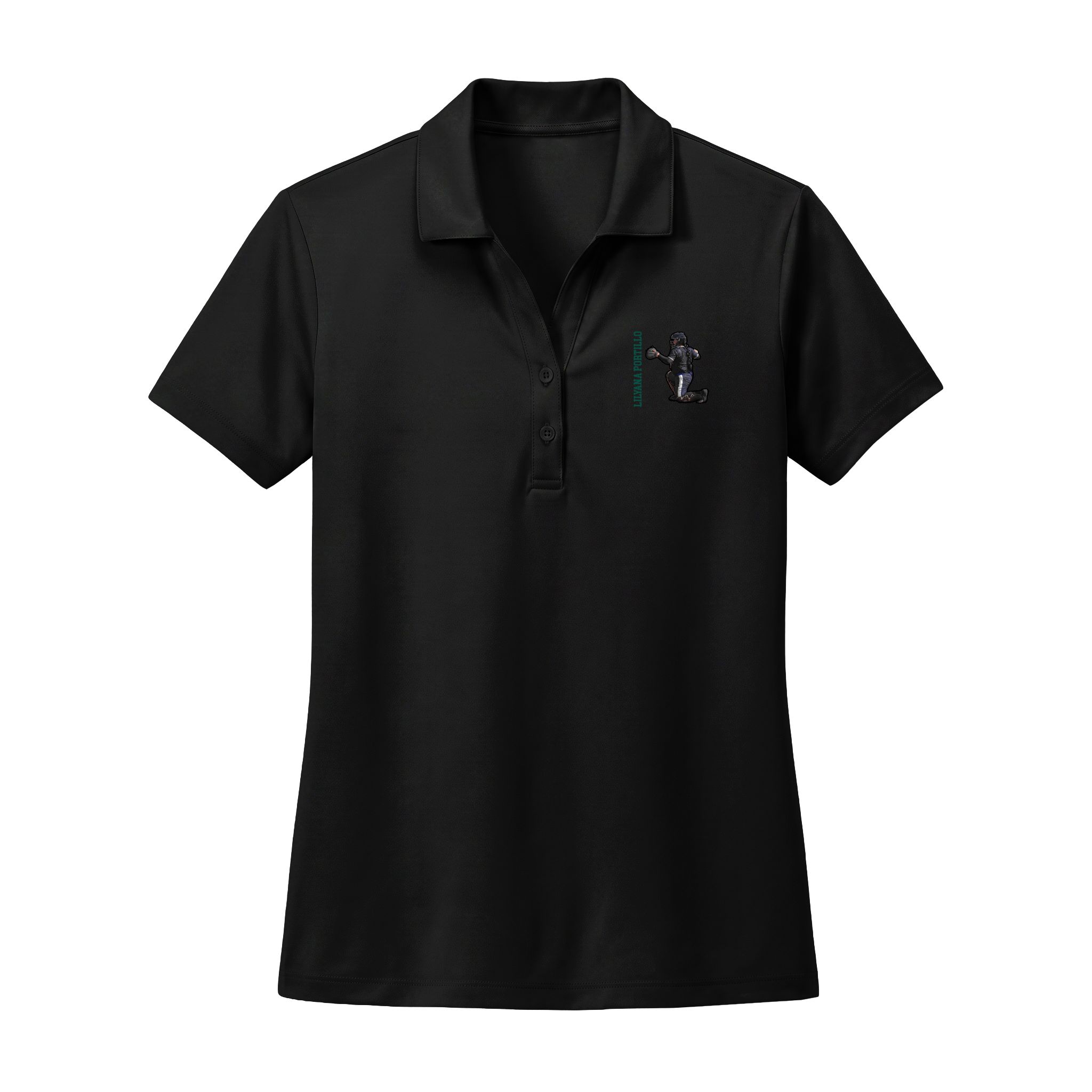 Women's Polo — character_name_vertical in Black