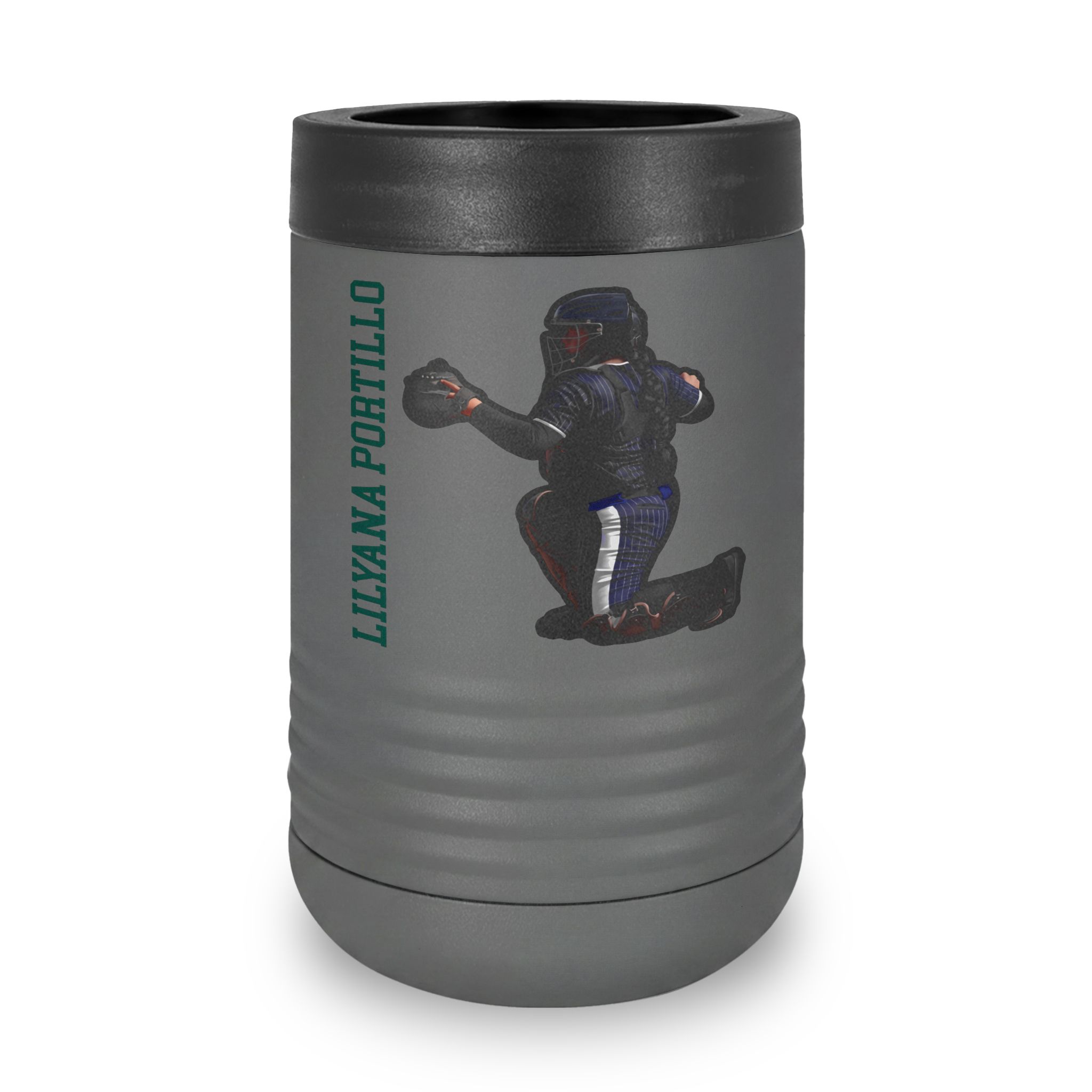 Stainless Can Cooler — character_name_vertical in Grey