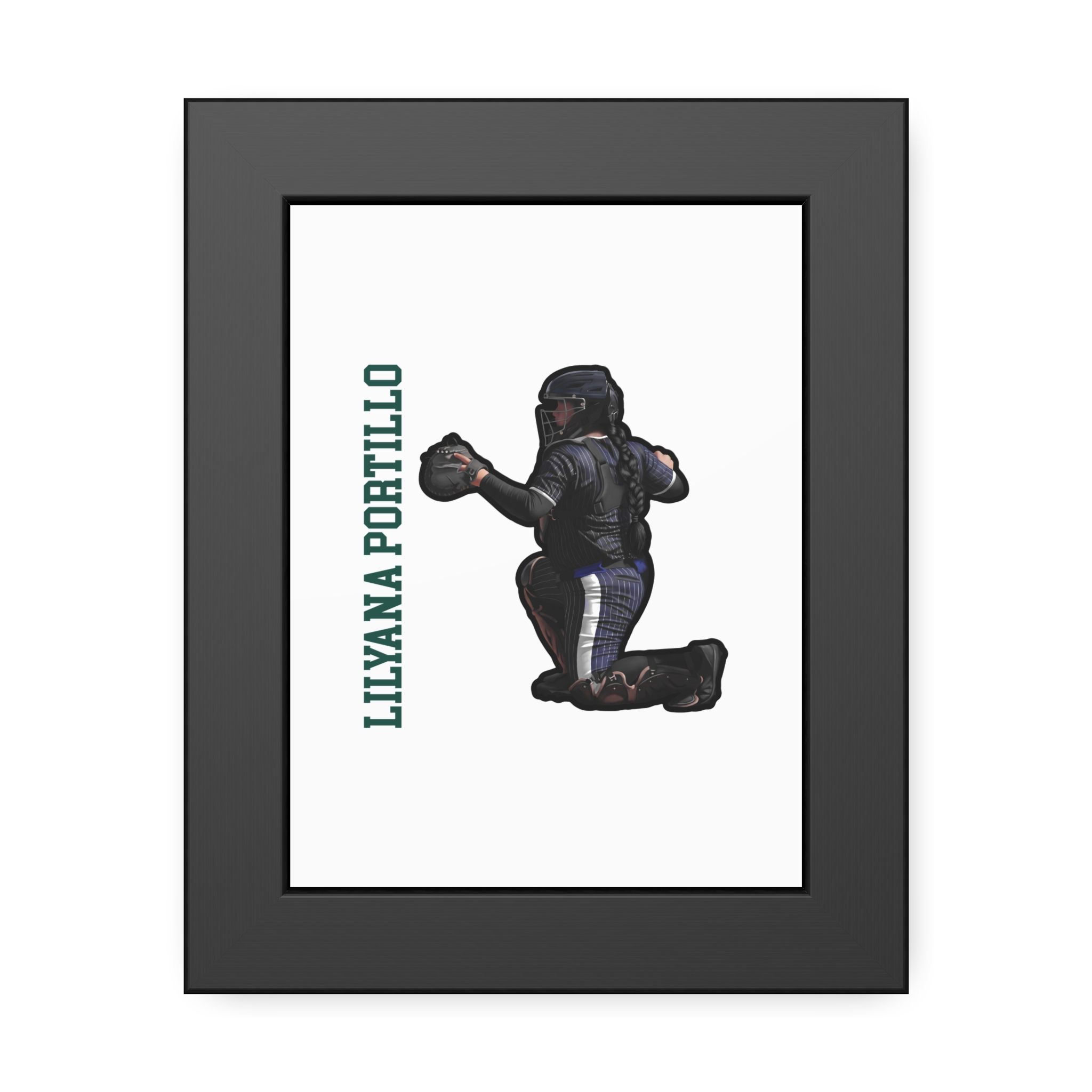 Framed Poster — character_name_vertical in Black