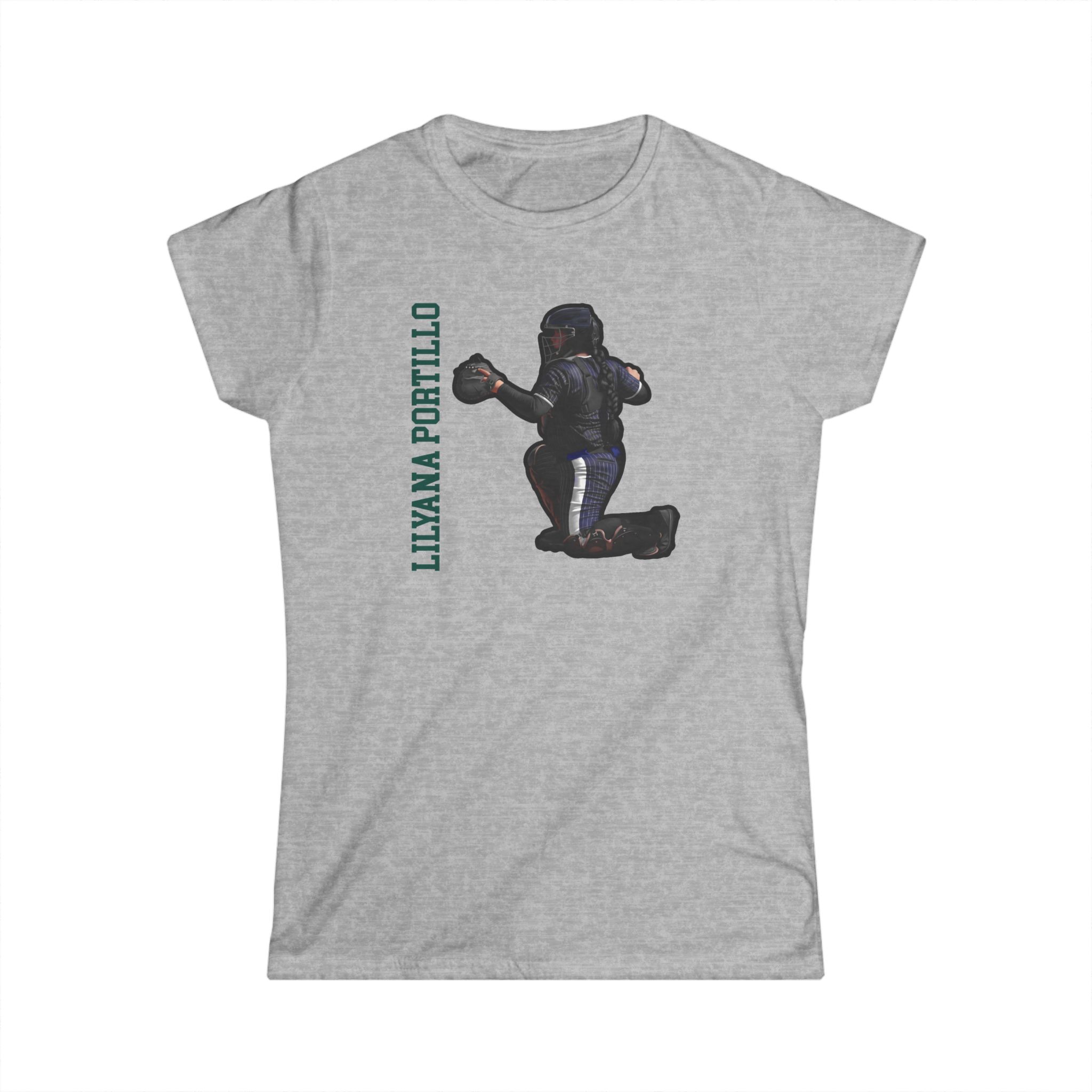 Women's Softstyle Tee — character_name_vertical in Grey