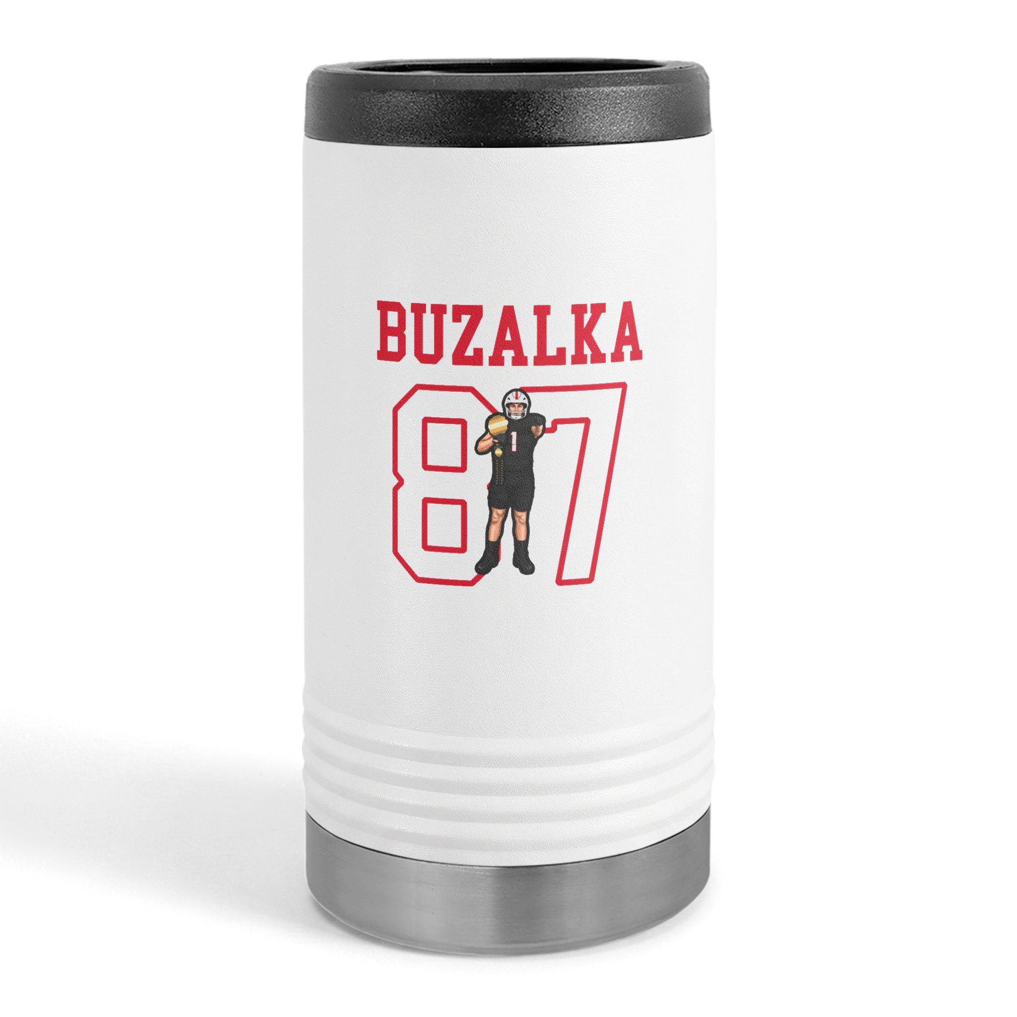 Slim Stainless Can Cooler — character_shirsey in White
